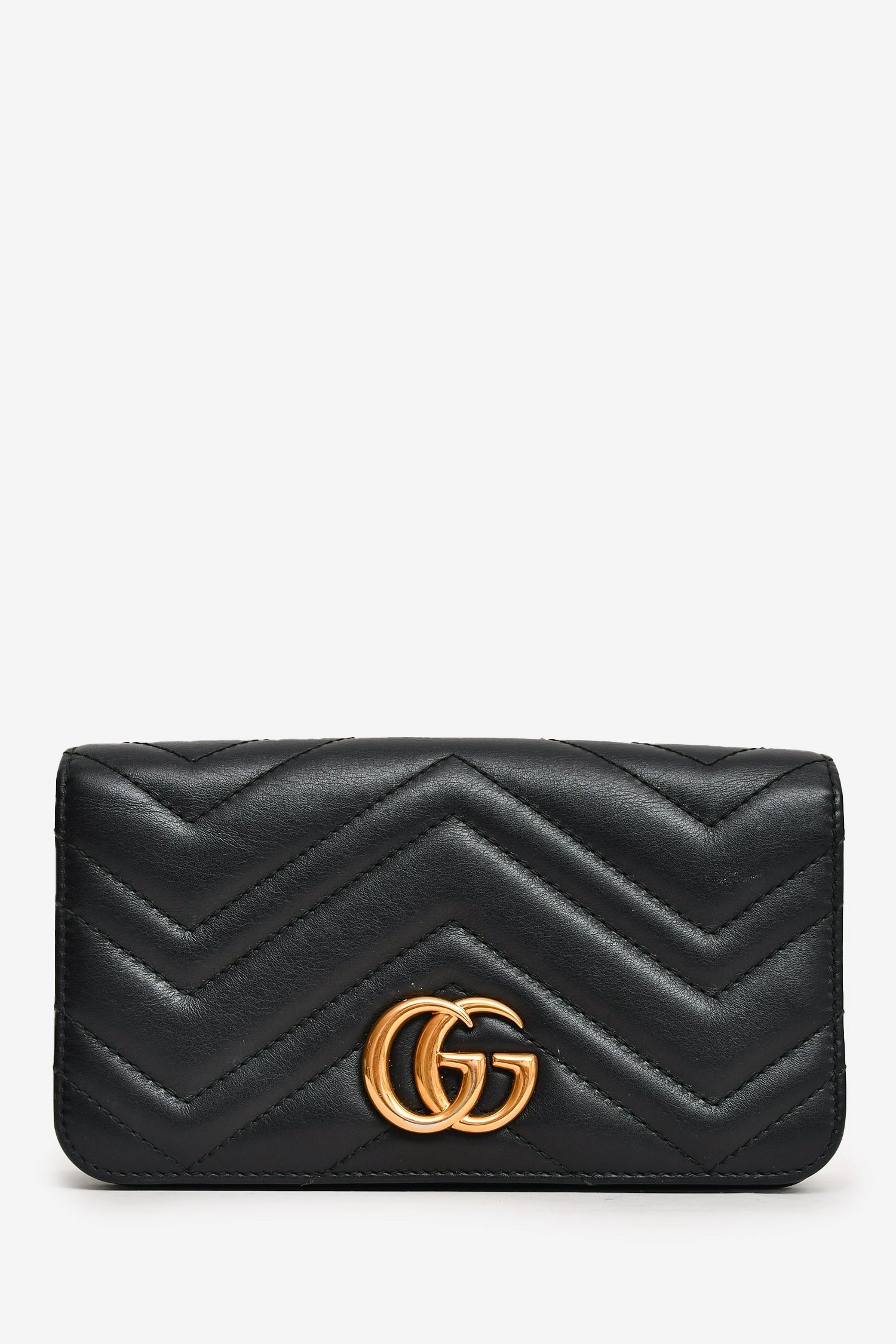Gucci Black Leather Chevron Quilted Marmont Mini Bag
