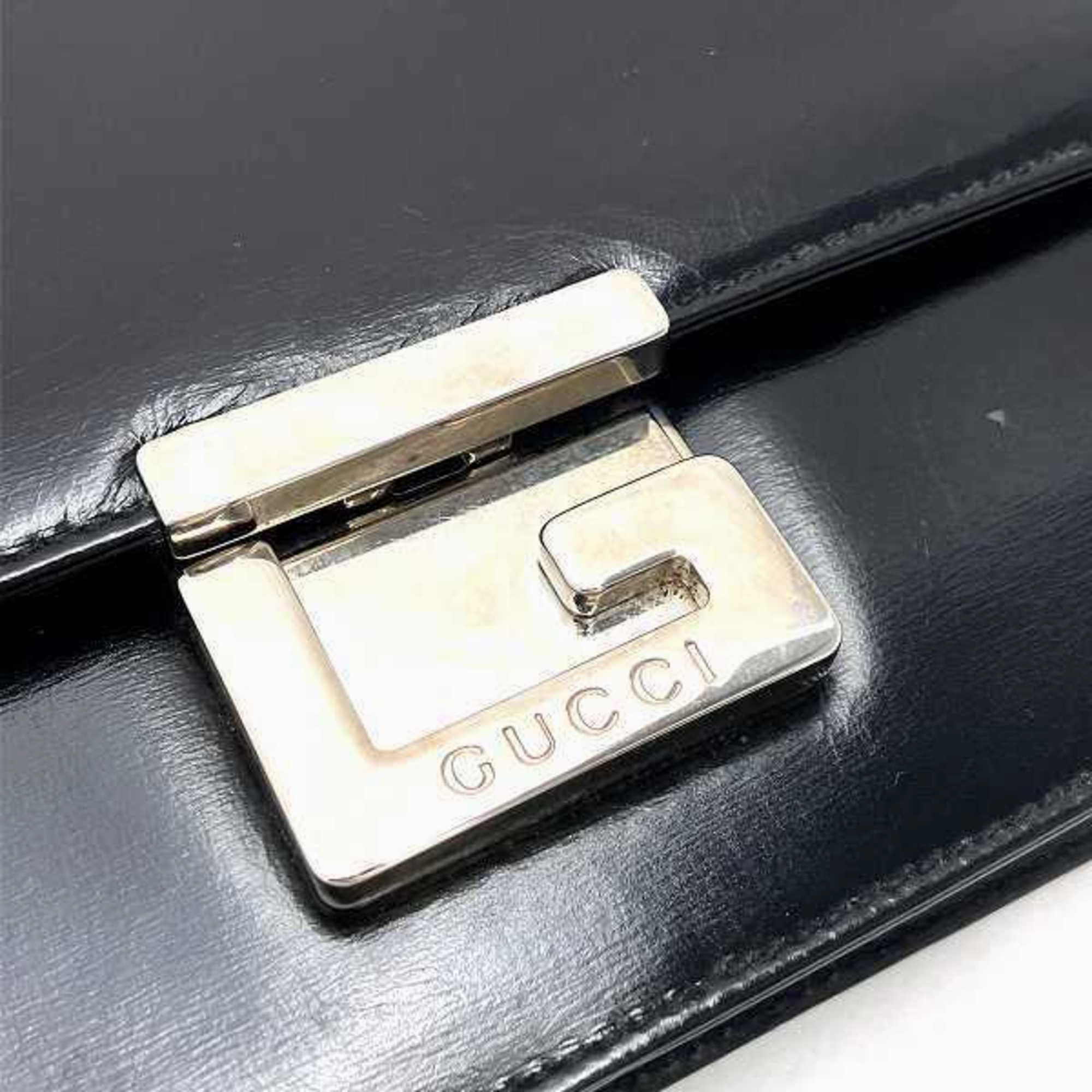 Gucci Black Leather Handbag Shoulder Bag ()