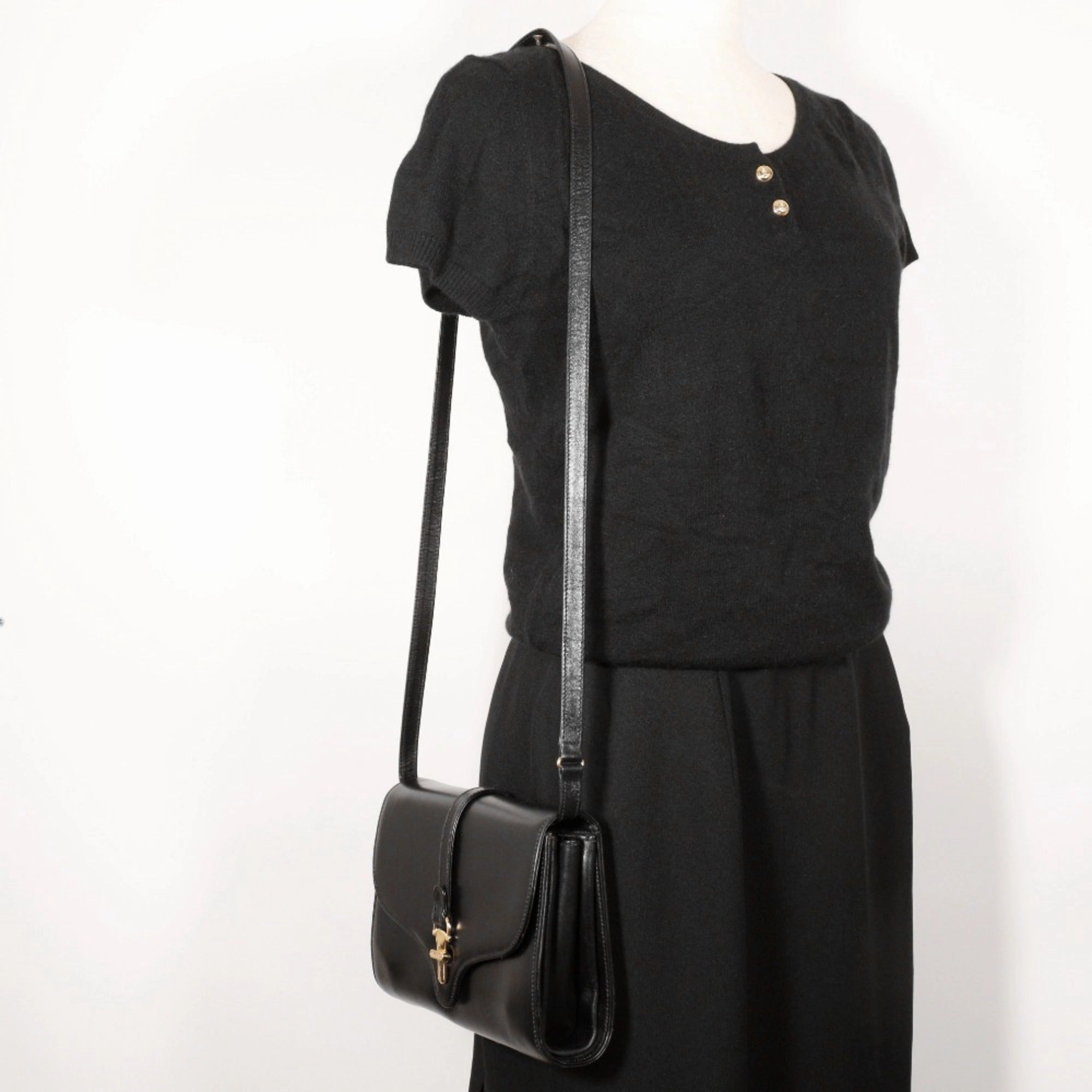 Gucci Black Leather Shoulder Bag ()