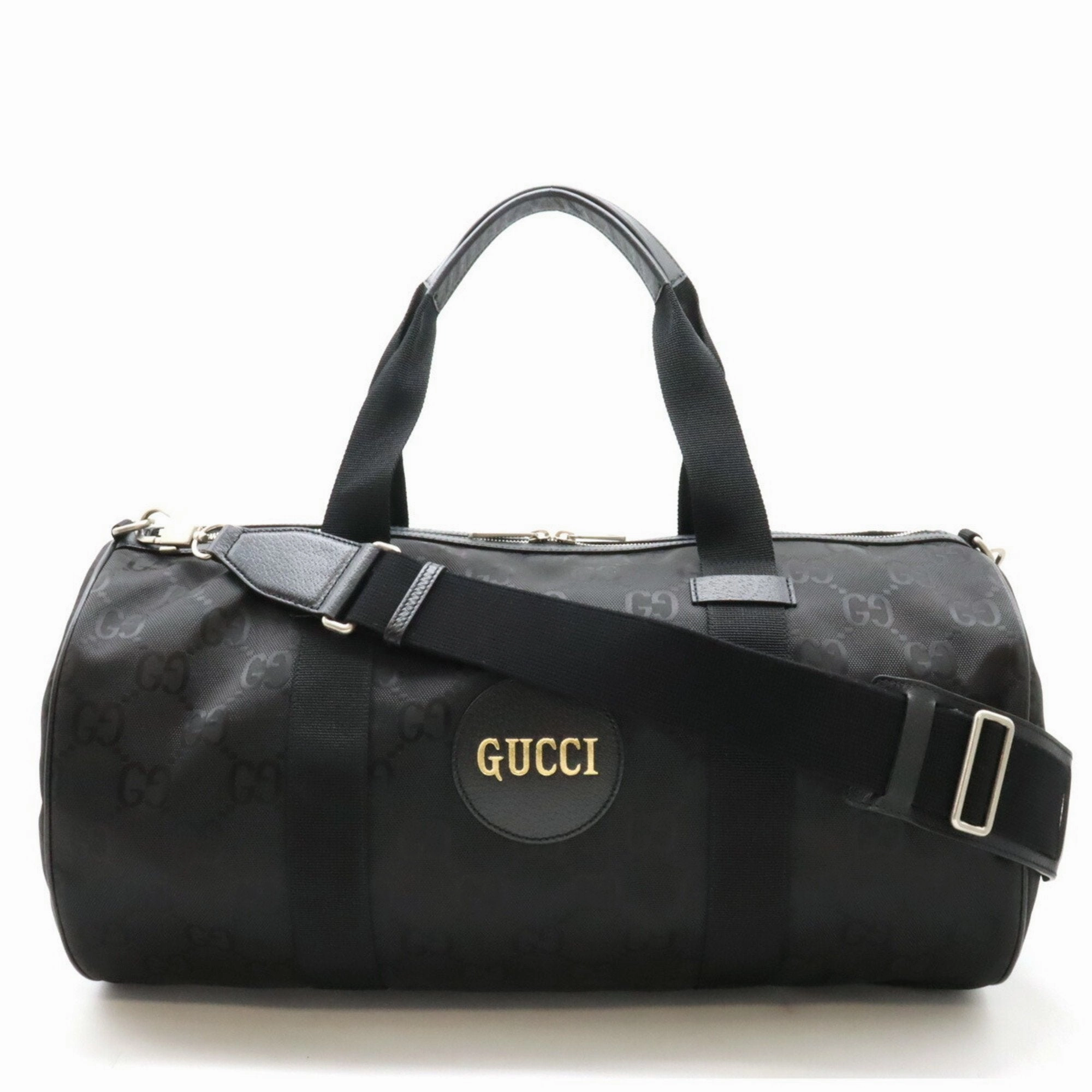 Gucci Black Nylon Canvas Leather Boston Bag Shoulder Bag ()