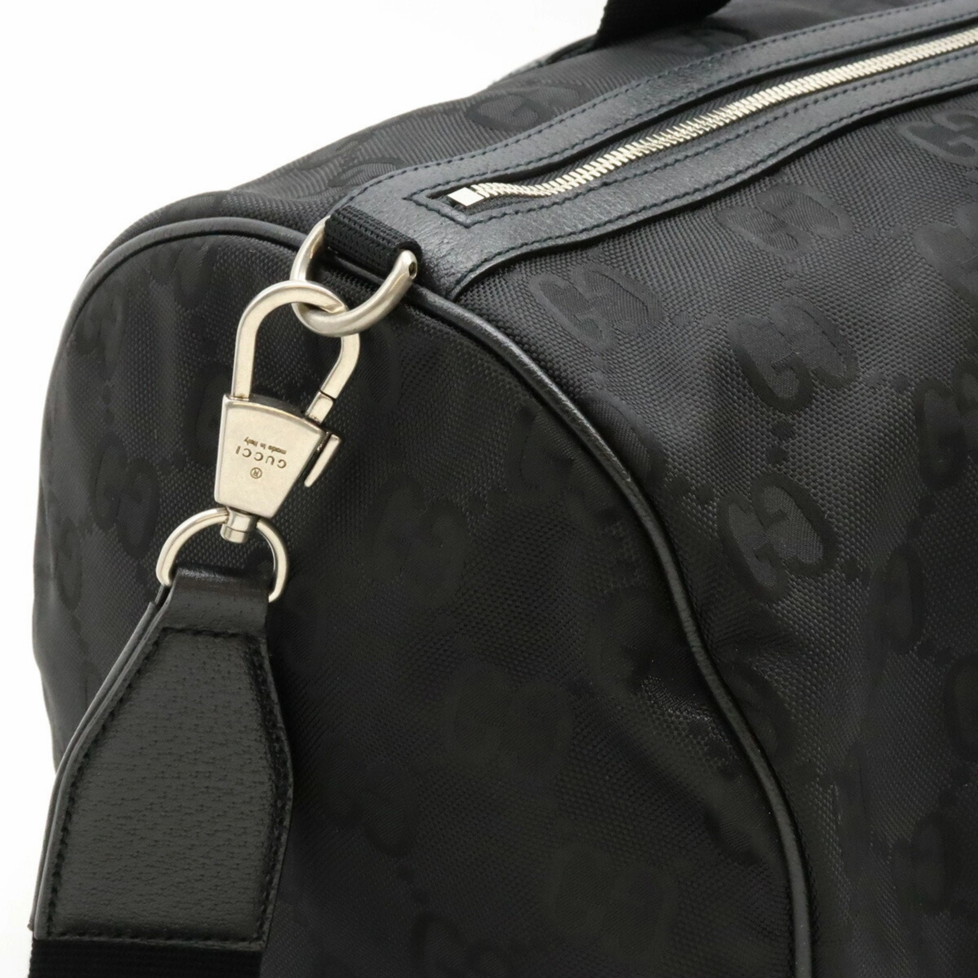 Gucci Black Nylon Canvas Leather Boston Bag Shoulder Bag ()