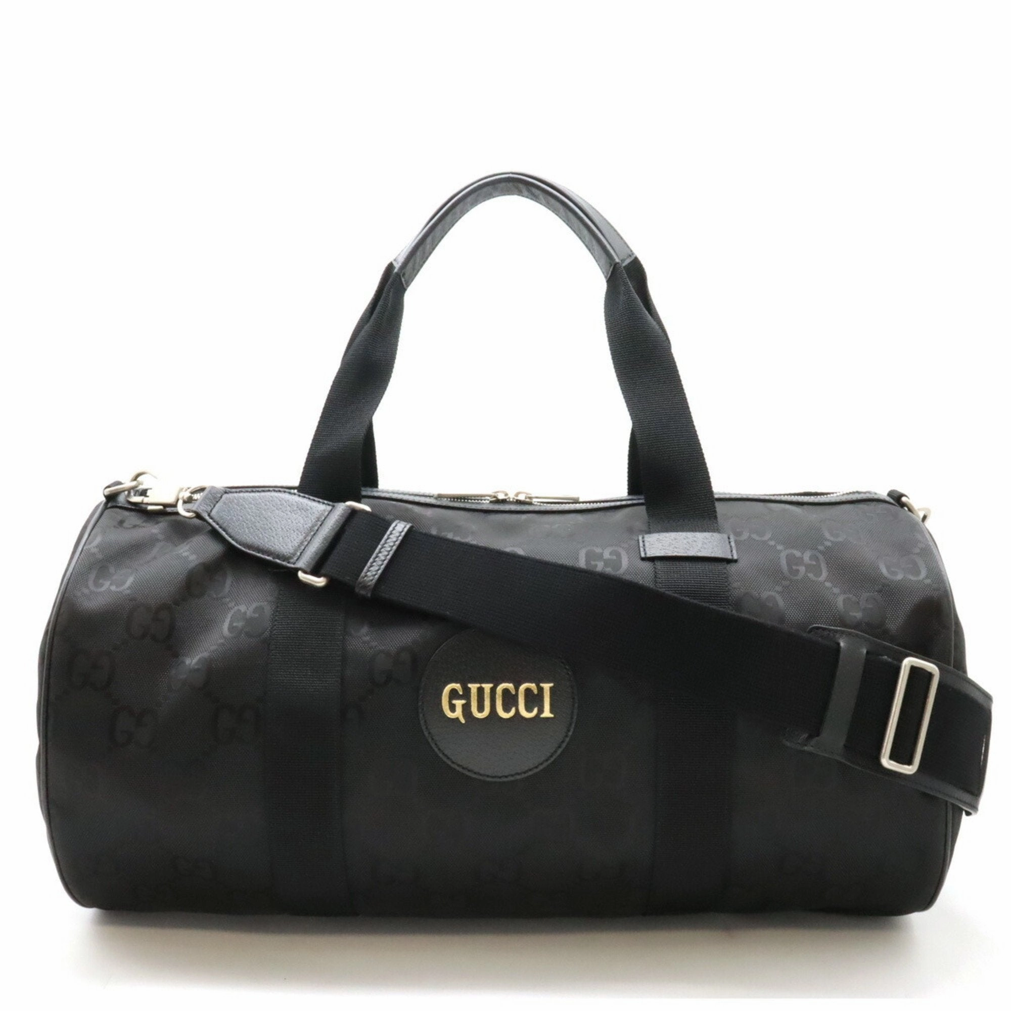 Gucci Black Nylon Canvas Leather Boston Bag Shoulder Bag ()