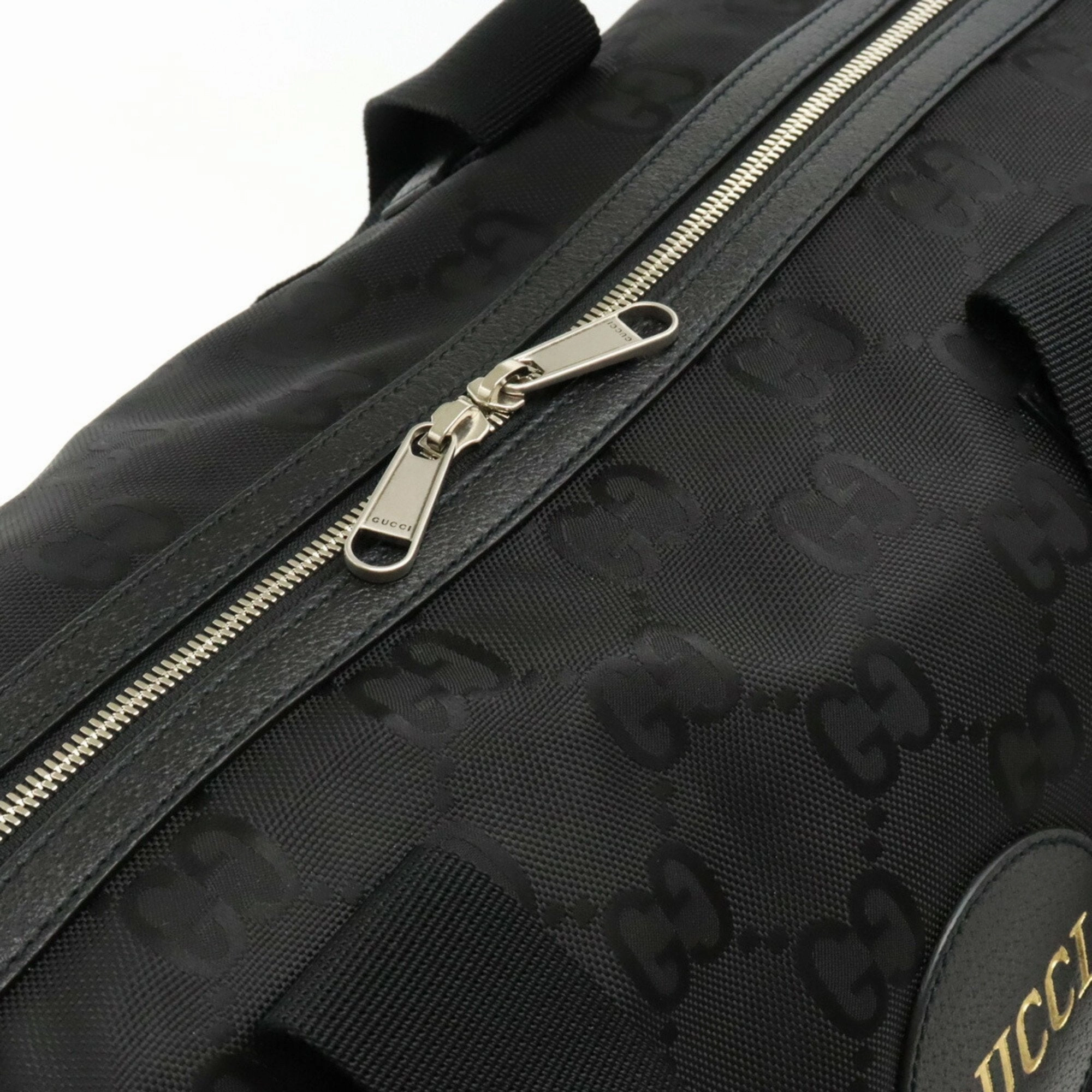 Gucci Black Nylon Canvas Leather Boston Bag Shoulder Bag ()