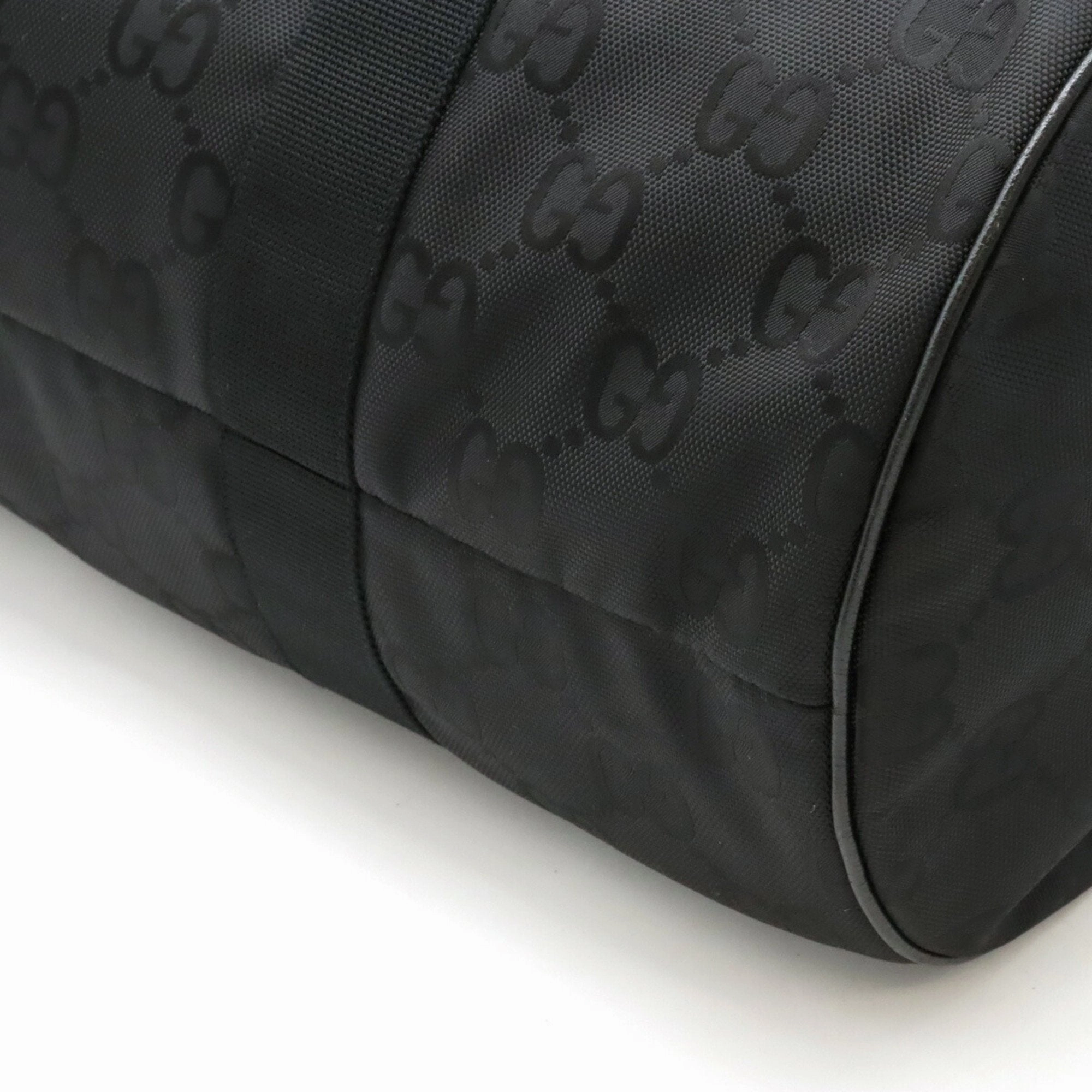 Gucci Black Nylon Canvas Leather Boston Bag Shoulder Bag ()