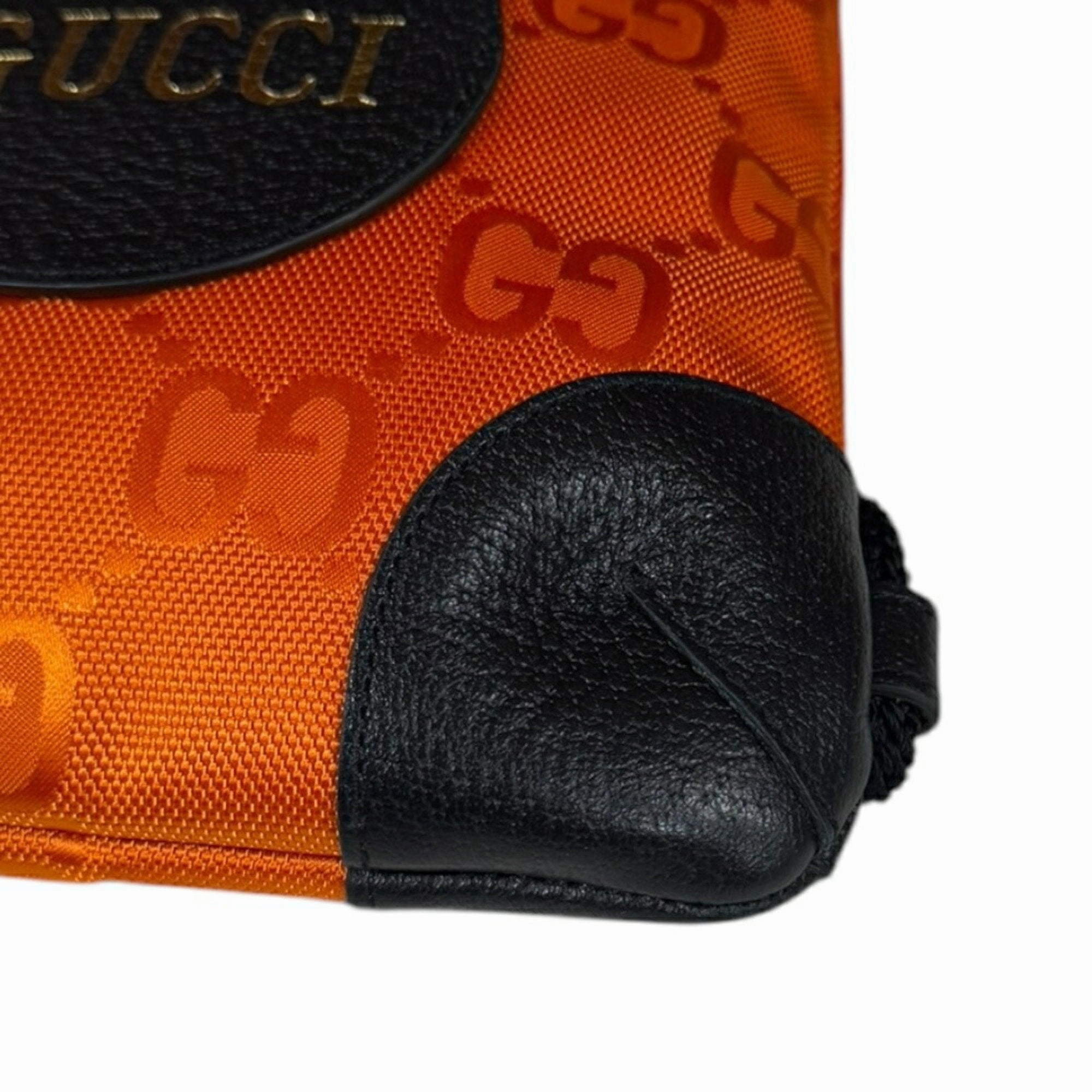 Gucci Black Orange Nylon Leather Backpack ()