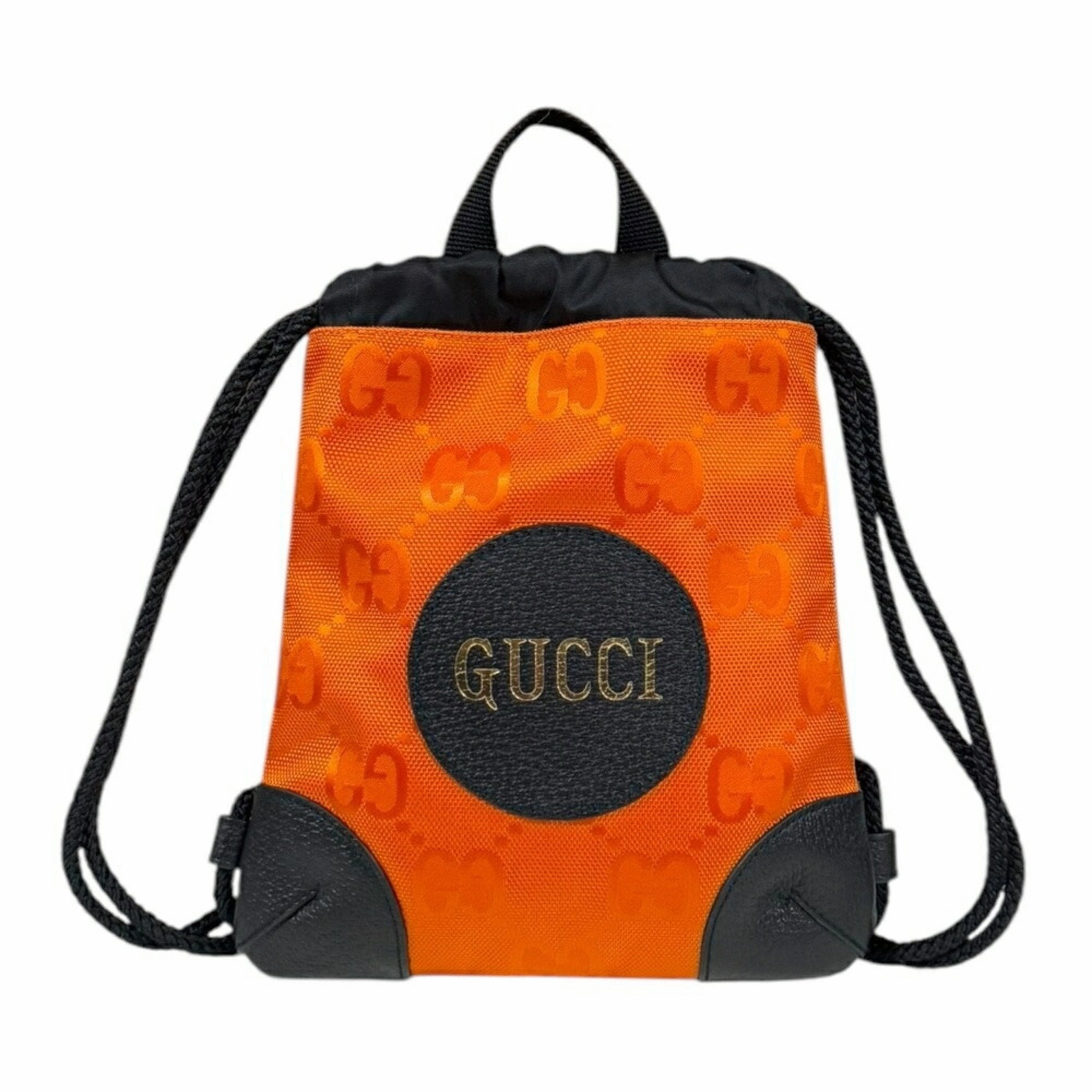 Gucci Black Orange Nylon Leather Backpack ()