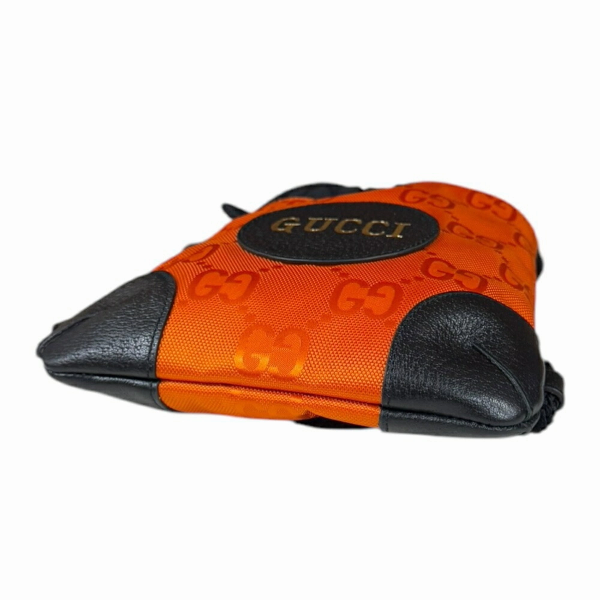 Gucci Black Orange Nylon Leather Backpack ()