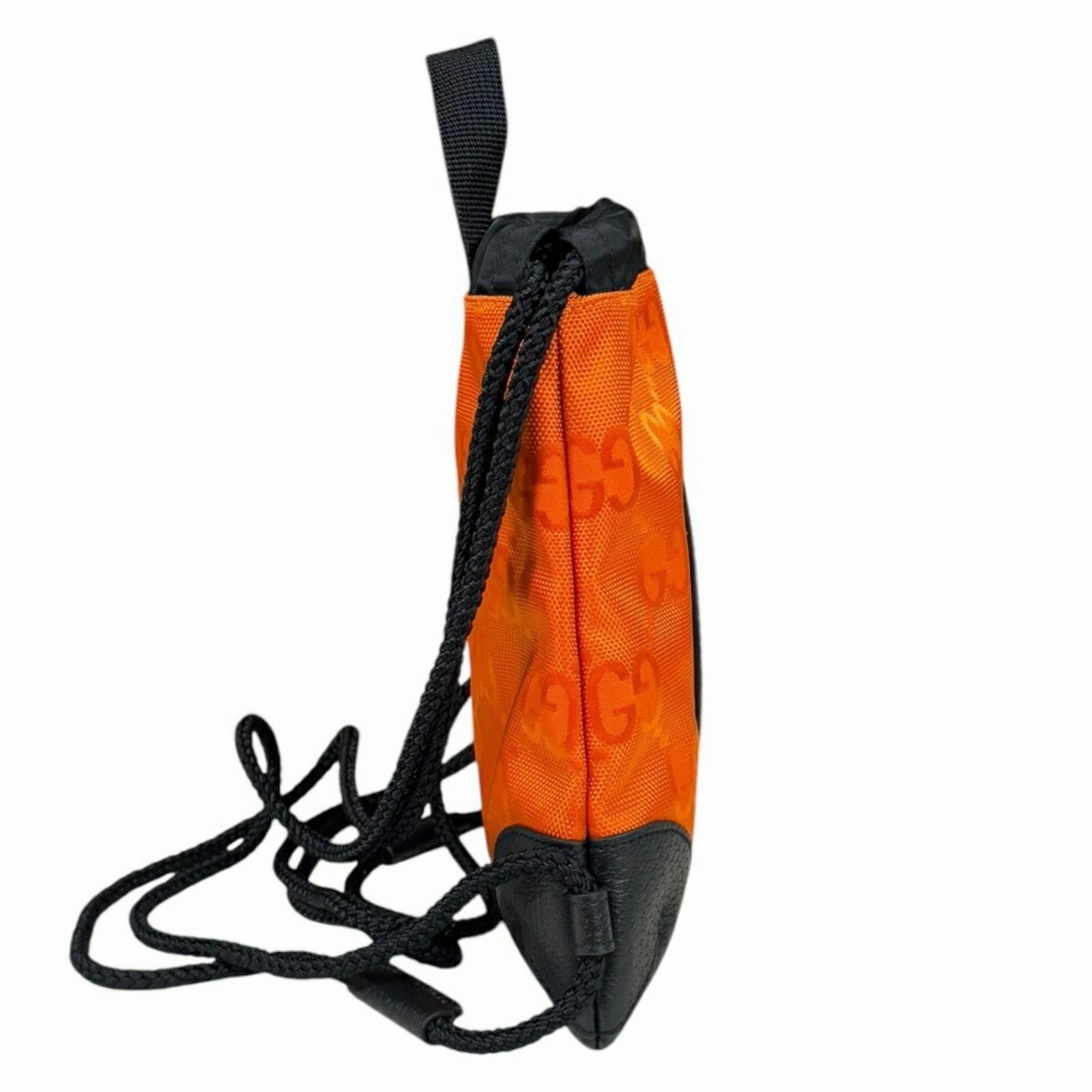 Gucci Black Orange Nylon Leather Backpack ()