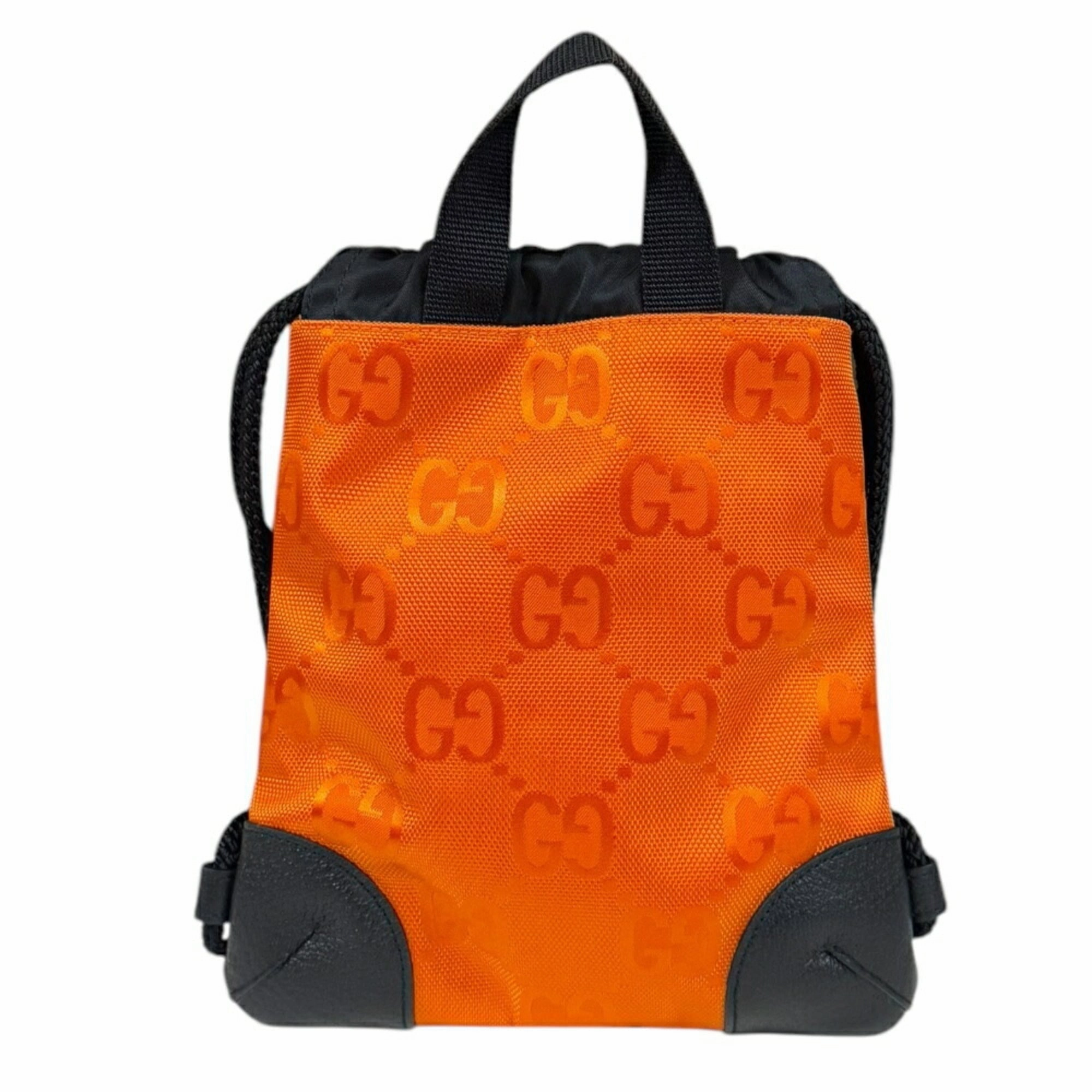 Gucci Black Orange Nylon Leather Backpack ()
