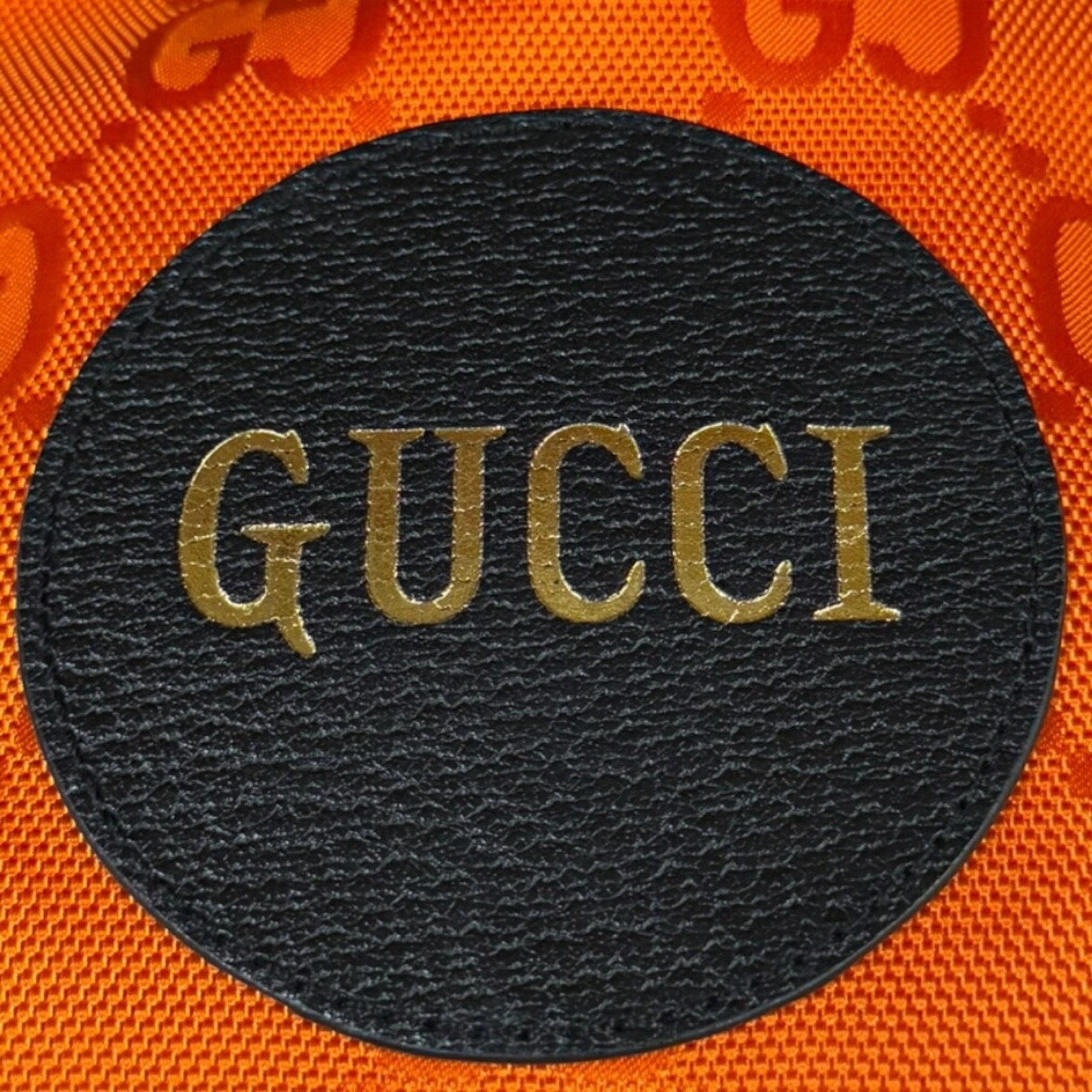 Gucci Black Orange Nylon Leather Backpack ()