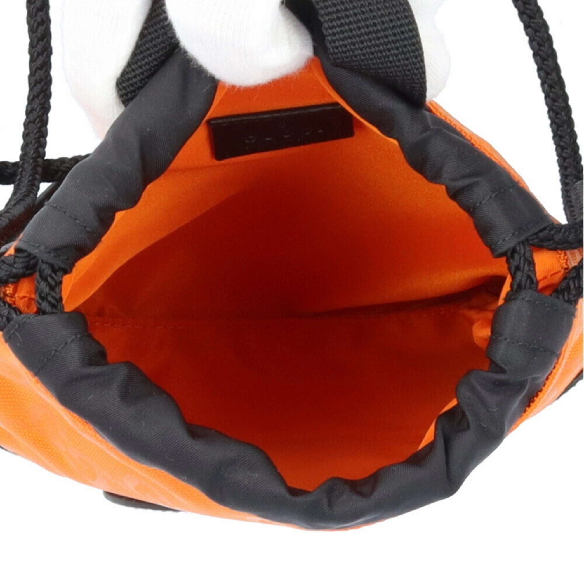 Gucci Black Orange Nylon Leather Backpack ()