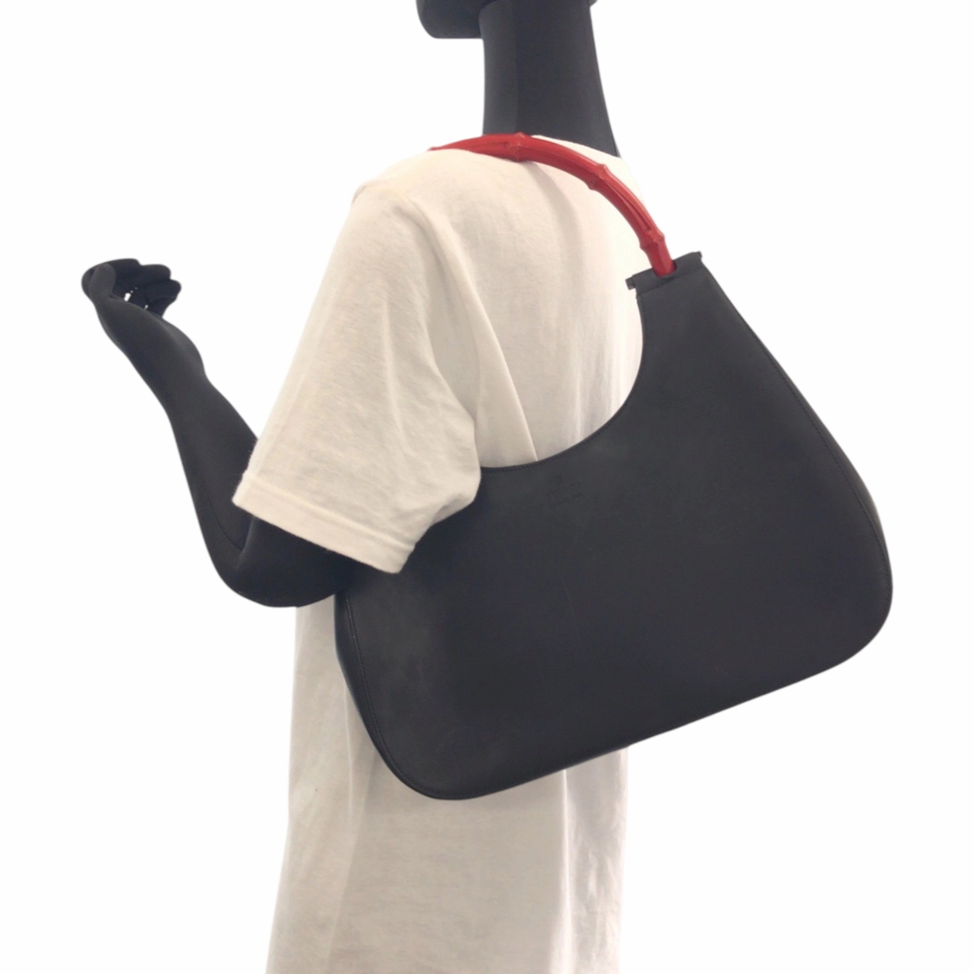 Gucci Black Red Color Leather Shoulder Bag ()