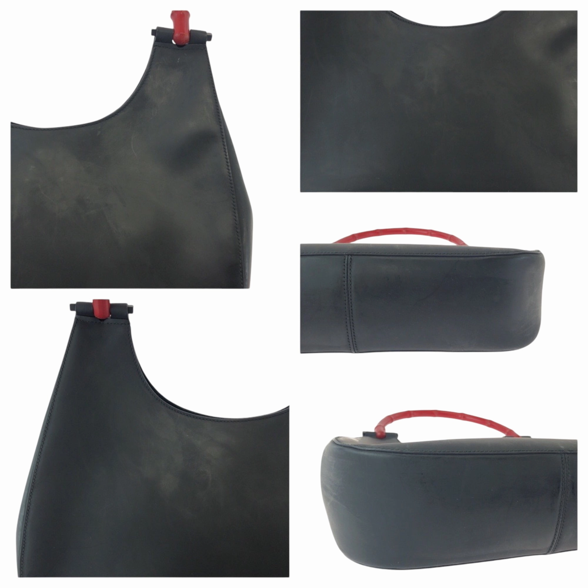 Gucci Black Red Color Leather Shoulder Bag ()