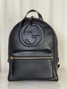 Gucci Black Soho Backpack Bag with Chain