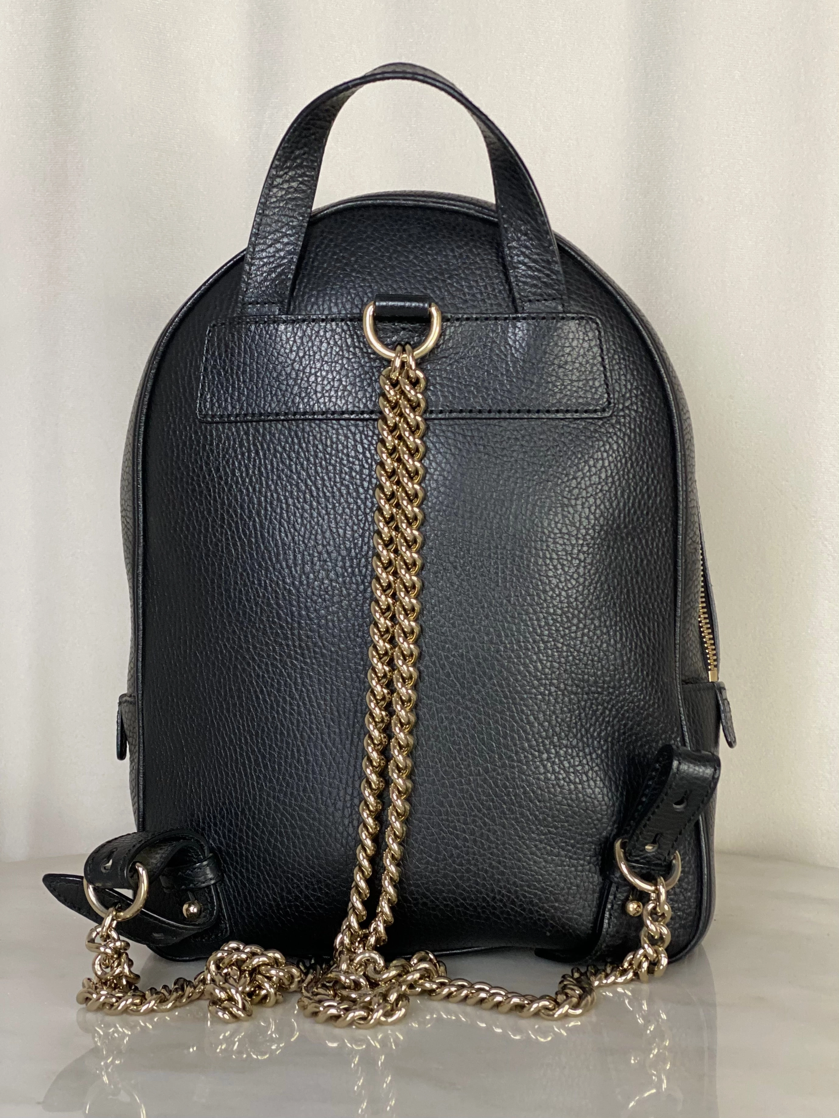 Gucci Black Soho Backpack Bag with Chain