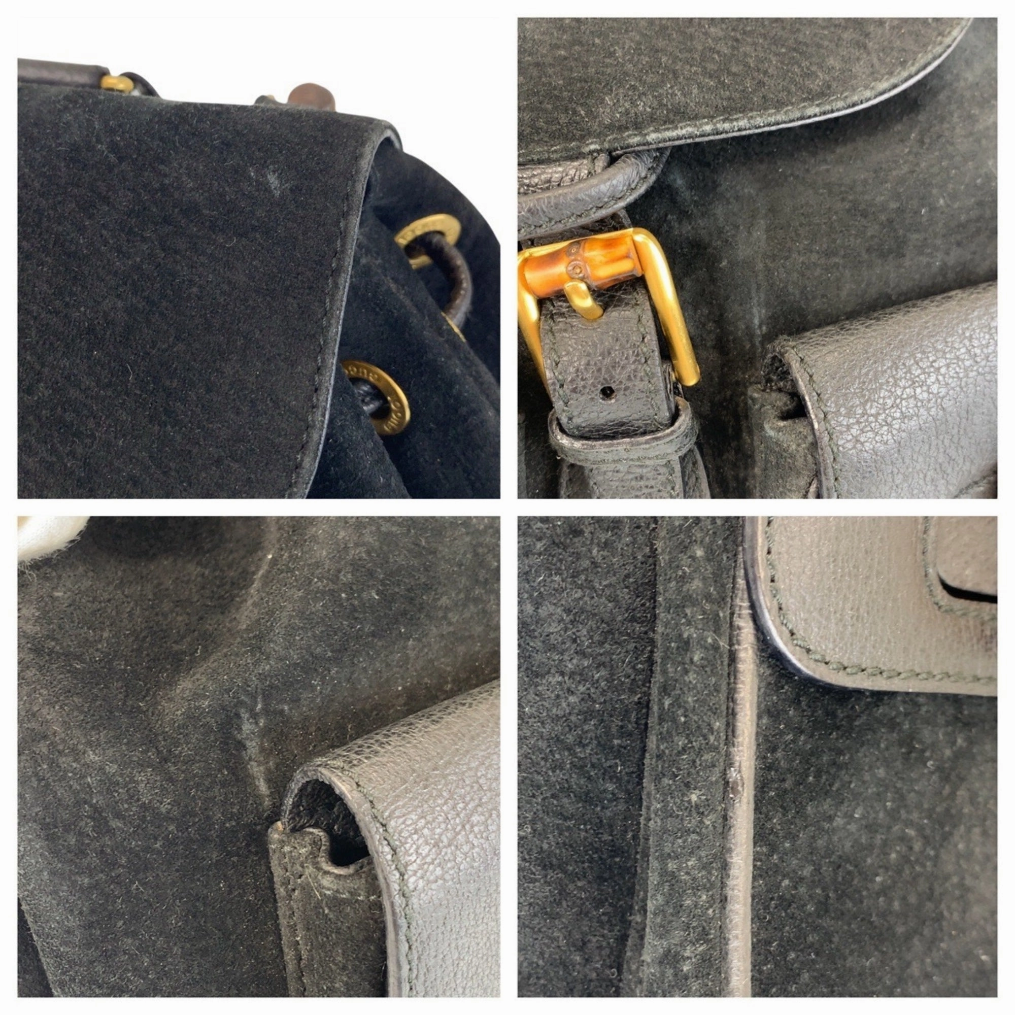Gucci Black Suede Leather Backpack ()