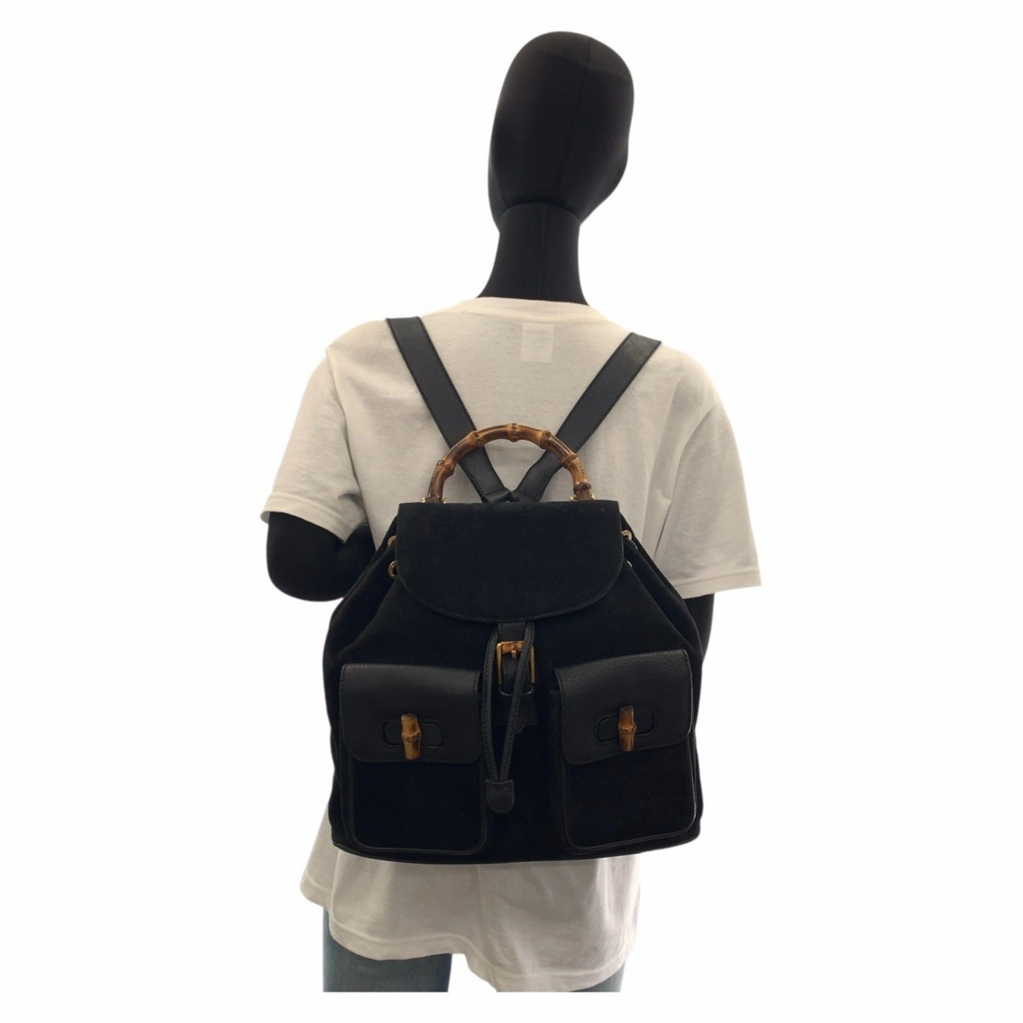 Gucci Black Suede Leather Backpack ()