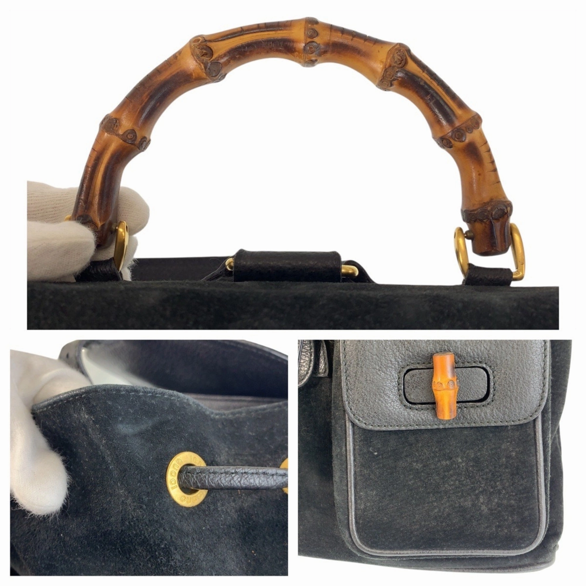 Gucci Black Suede Leather Backpack ()