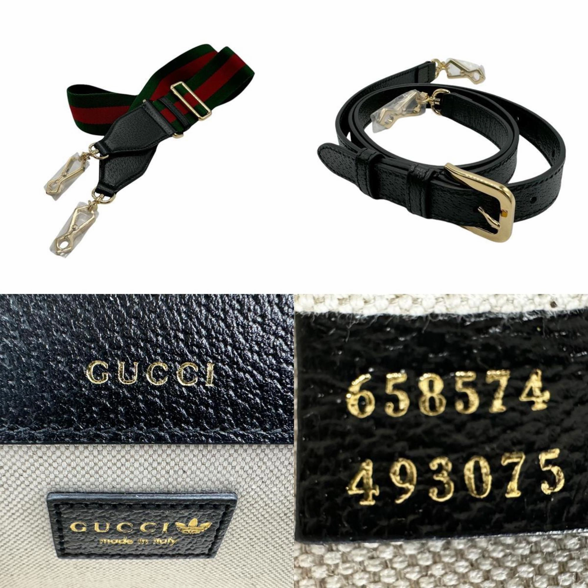 Gucci Black White Leather Shoulder Bag ()