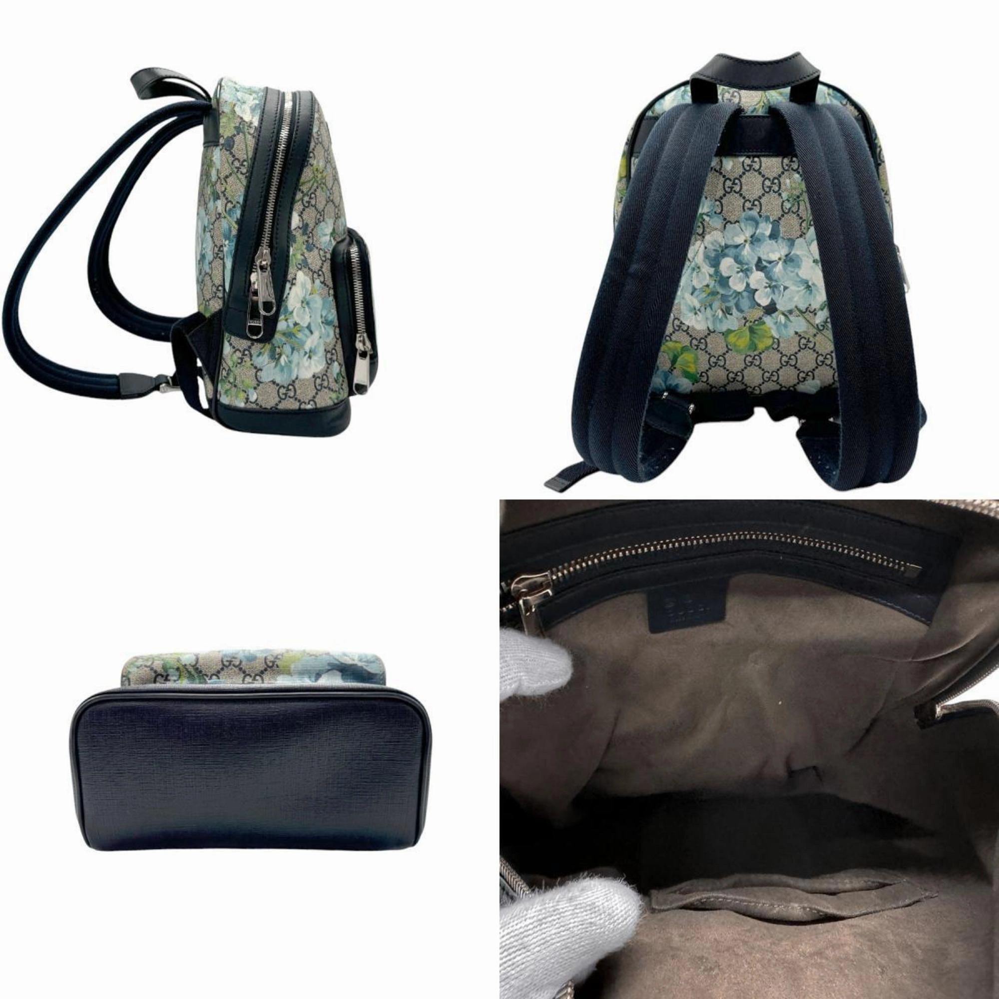 Gucci  blue Navy Gg Supreme Backpack (Pre-Owned)