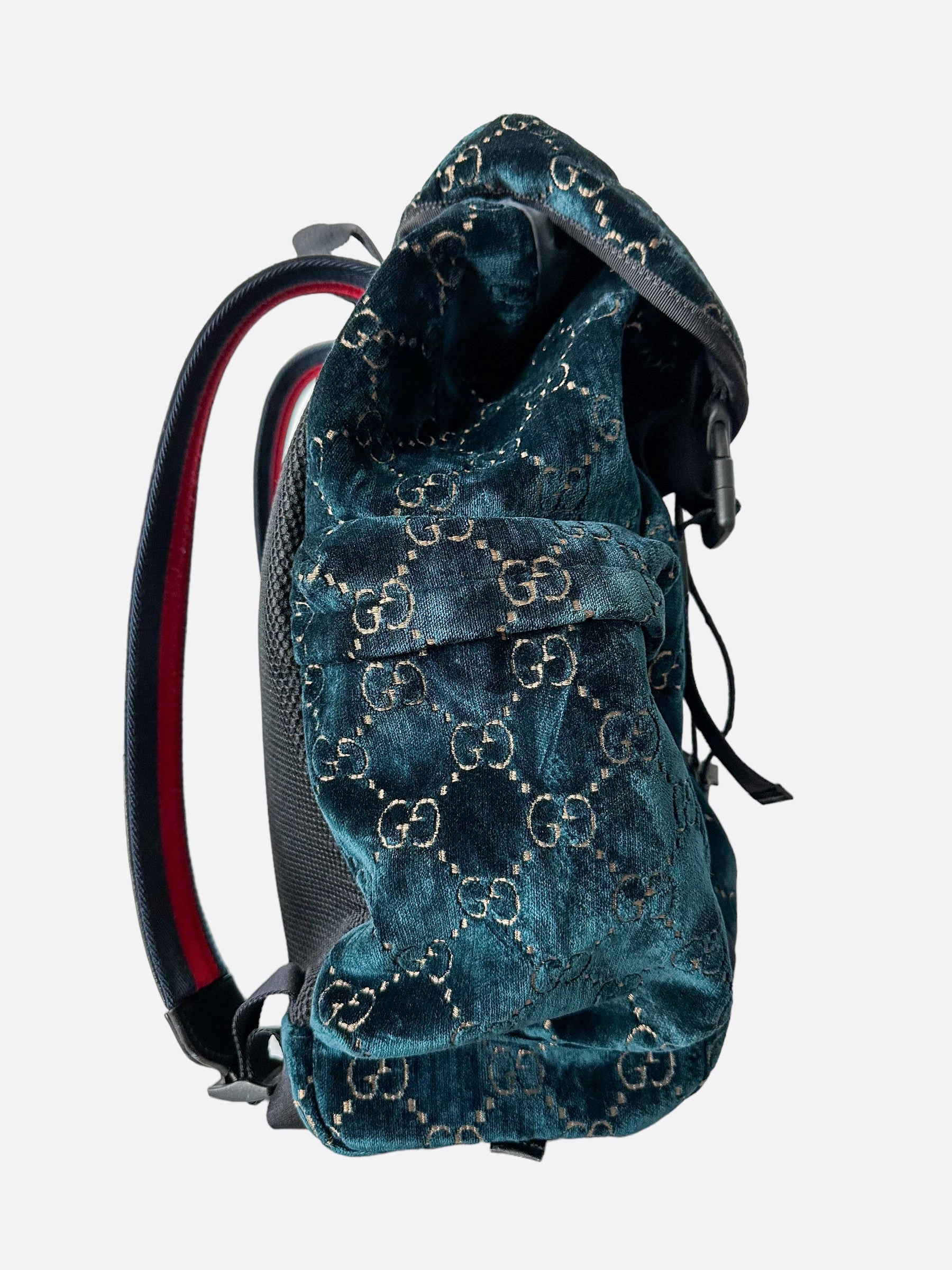 Gucci Blue Velvet GG Monogram Backpack