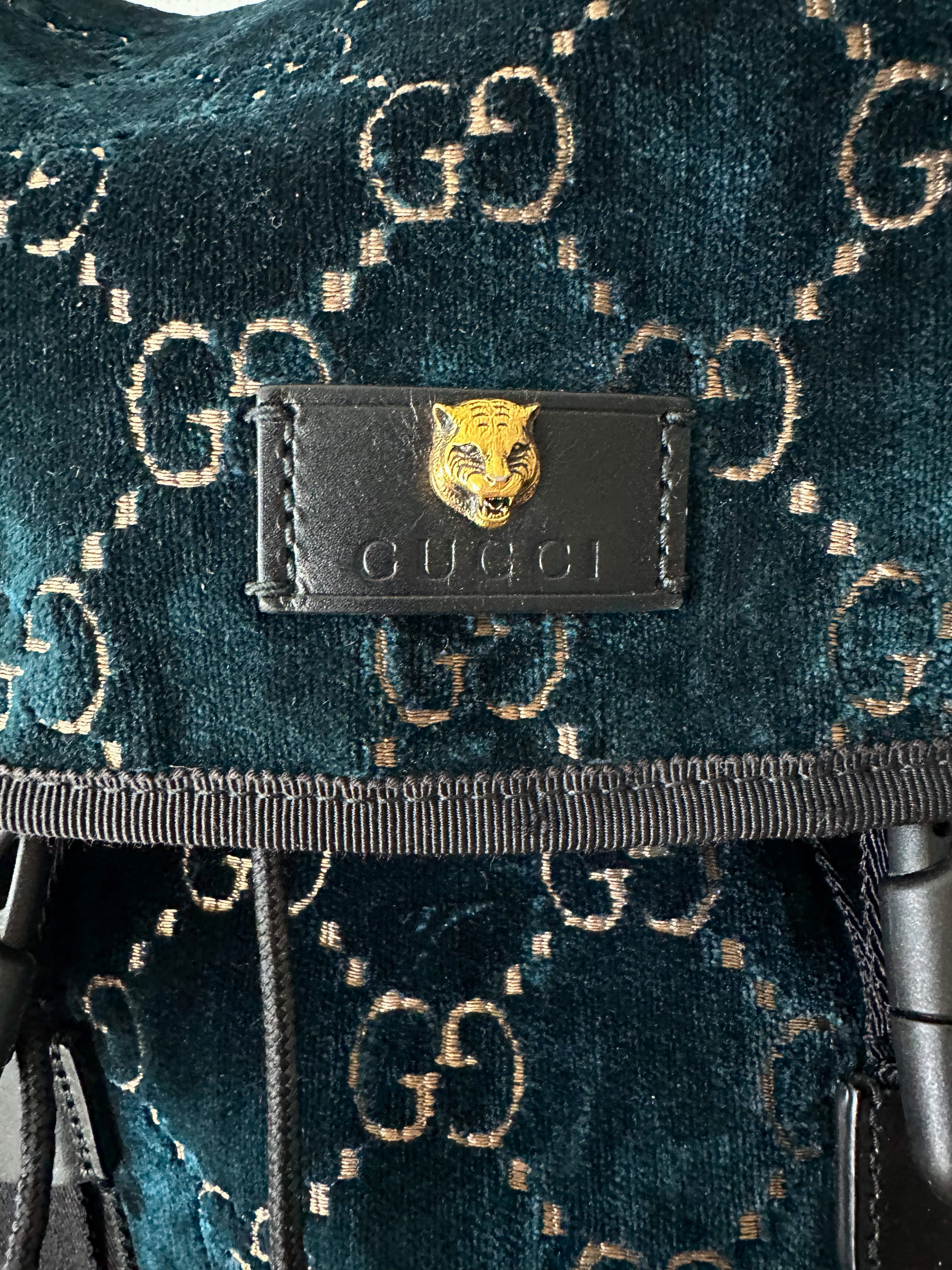 Gucci Blue Velvet GG Monogram Backpack