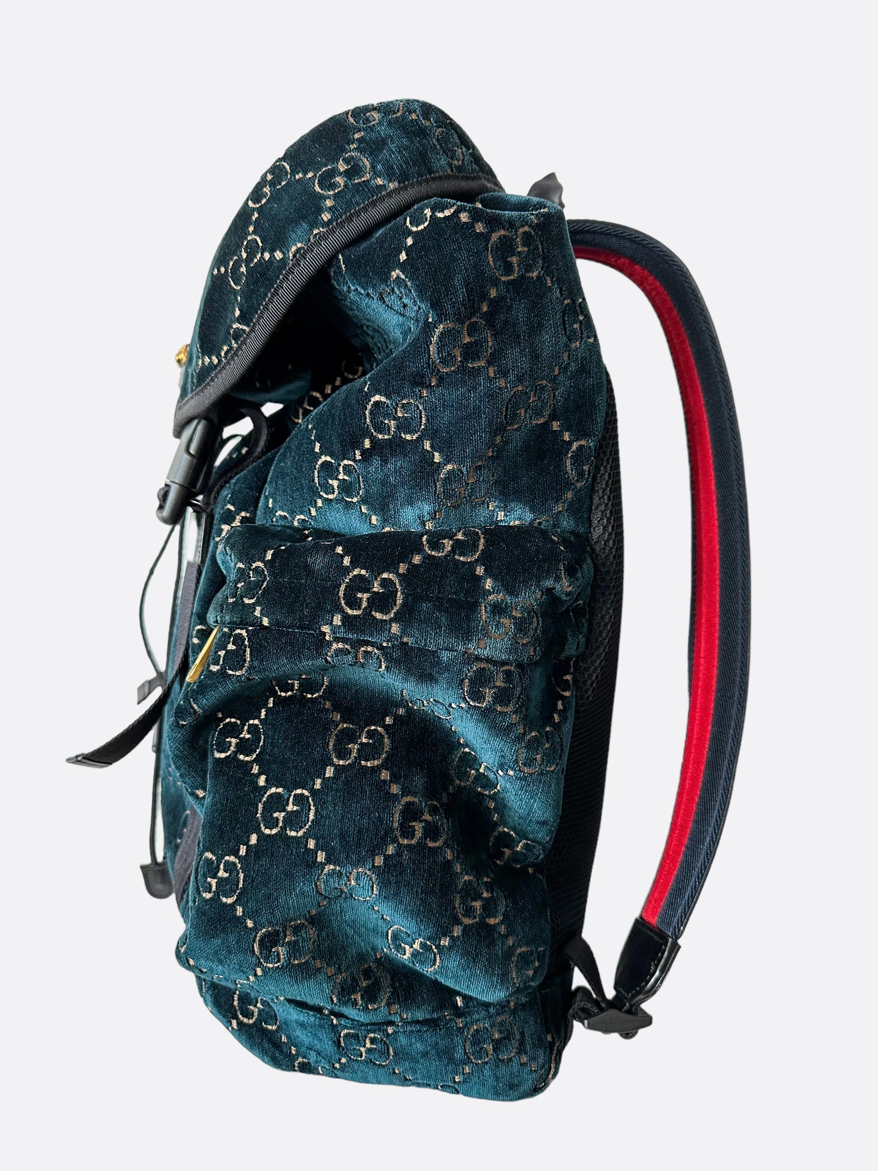 Gucci Blue Velvet GG Monogram Backpack