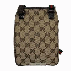 Gucci Brown Canvas Leather Pochette Shoulder Bag ()
