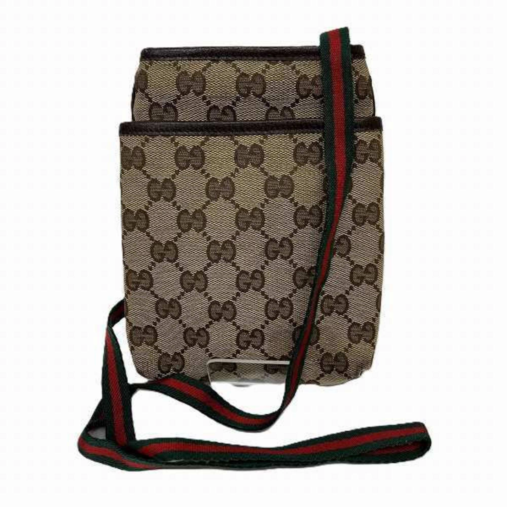 Gucci Brown Canvas Leather Pochette Shoulder Bag ()