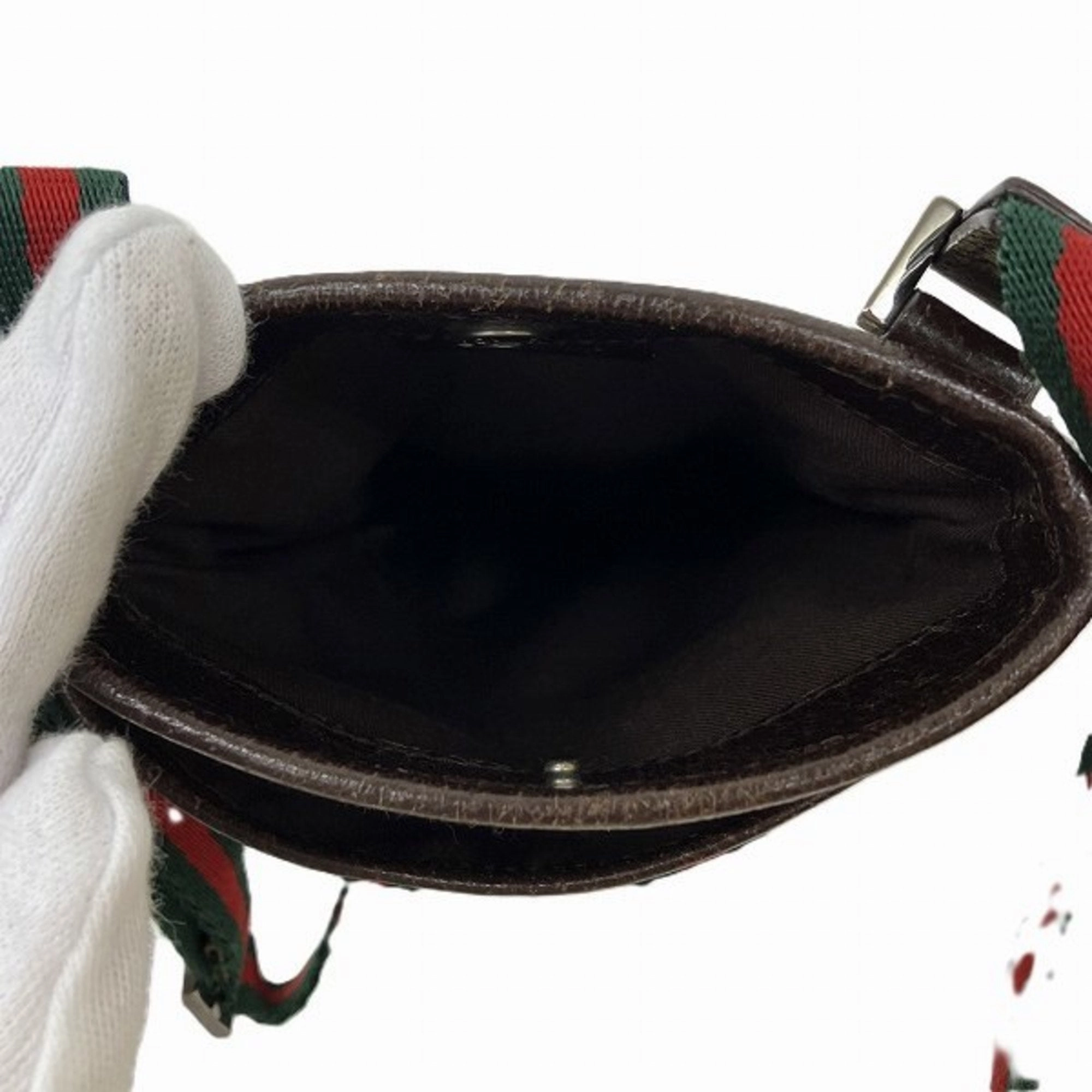 Gucci Brown Canvas Leather Pochette Shoulder Bag ()