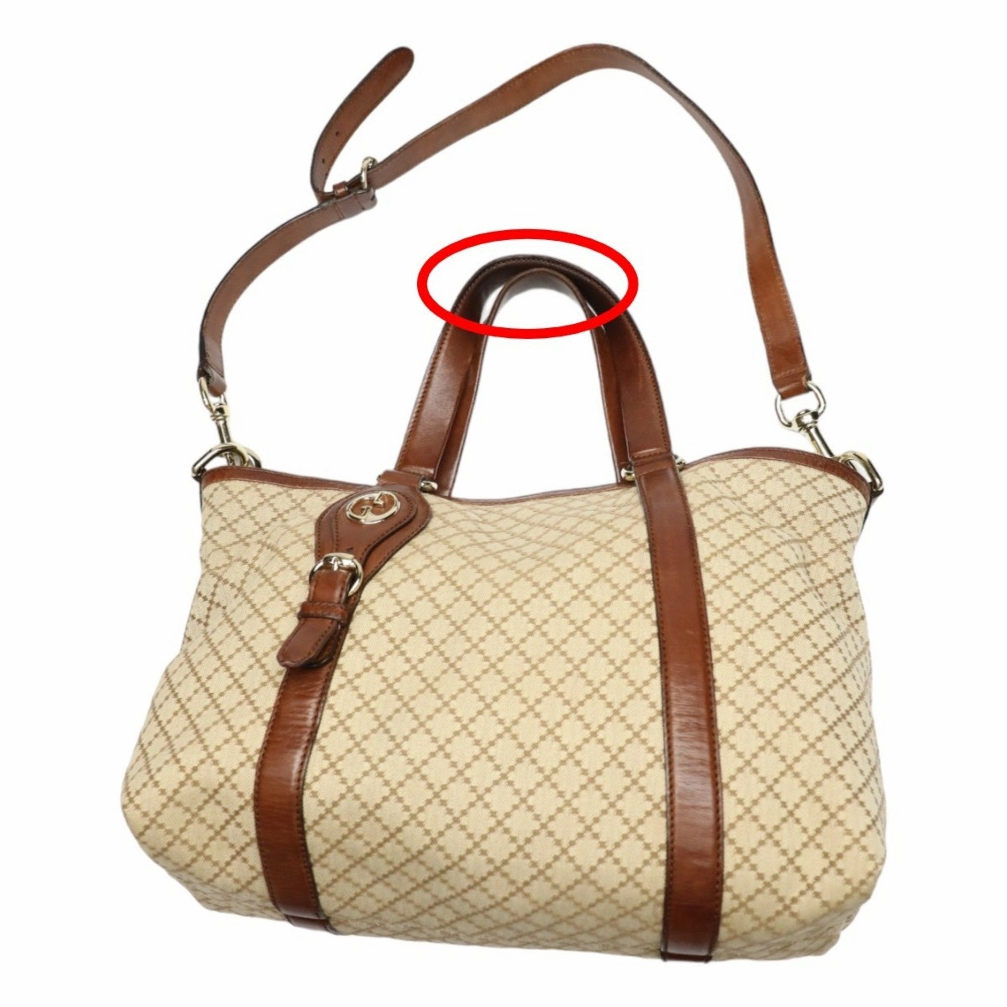 Gucci Brown Canvas Shoulder Bag Tote Bag ()