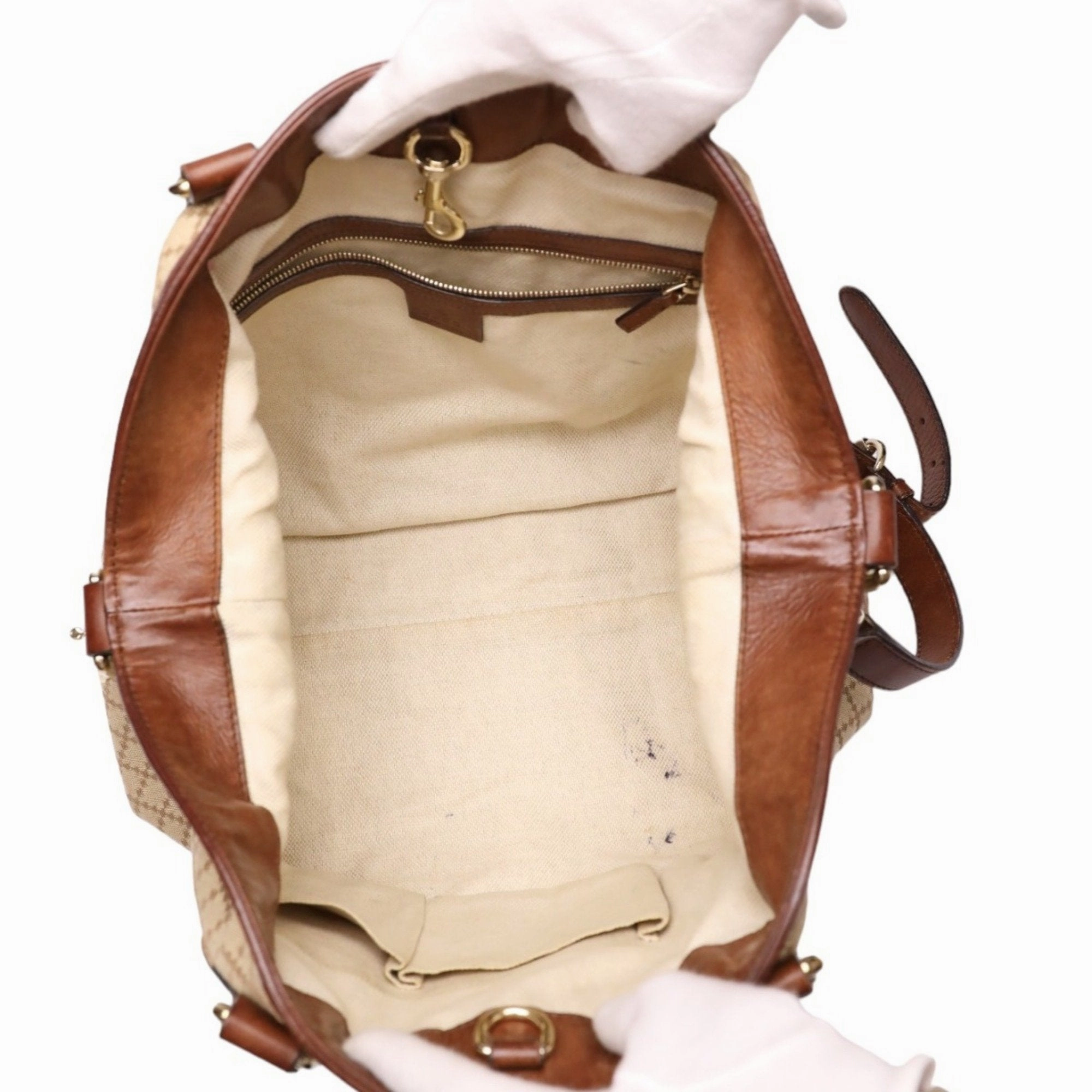Gucci Brown Canvas Shoulder Bag Tote Bag ()