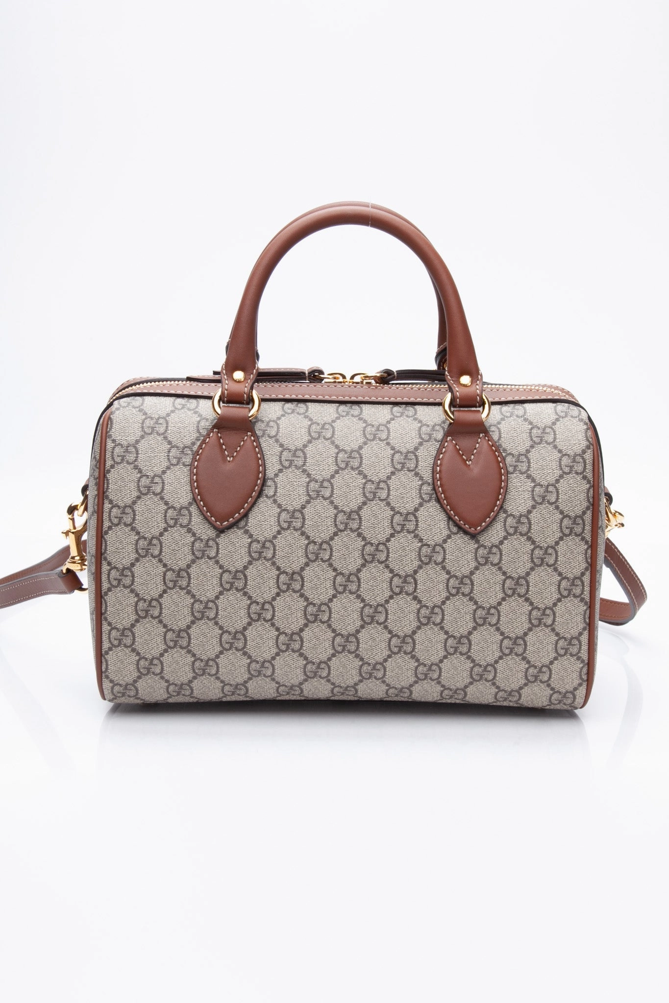 GUCCI Brown GG Canvas Boston Rose Embroidered Print Blind For Love Shoulder/Crossbody Bag