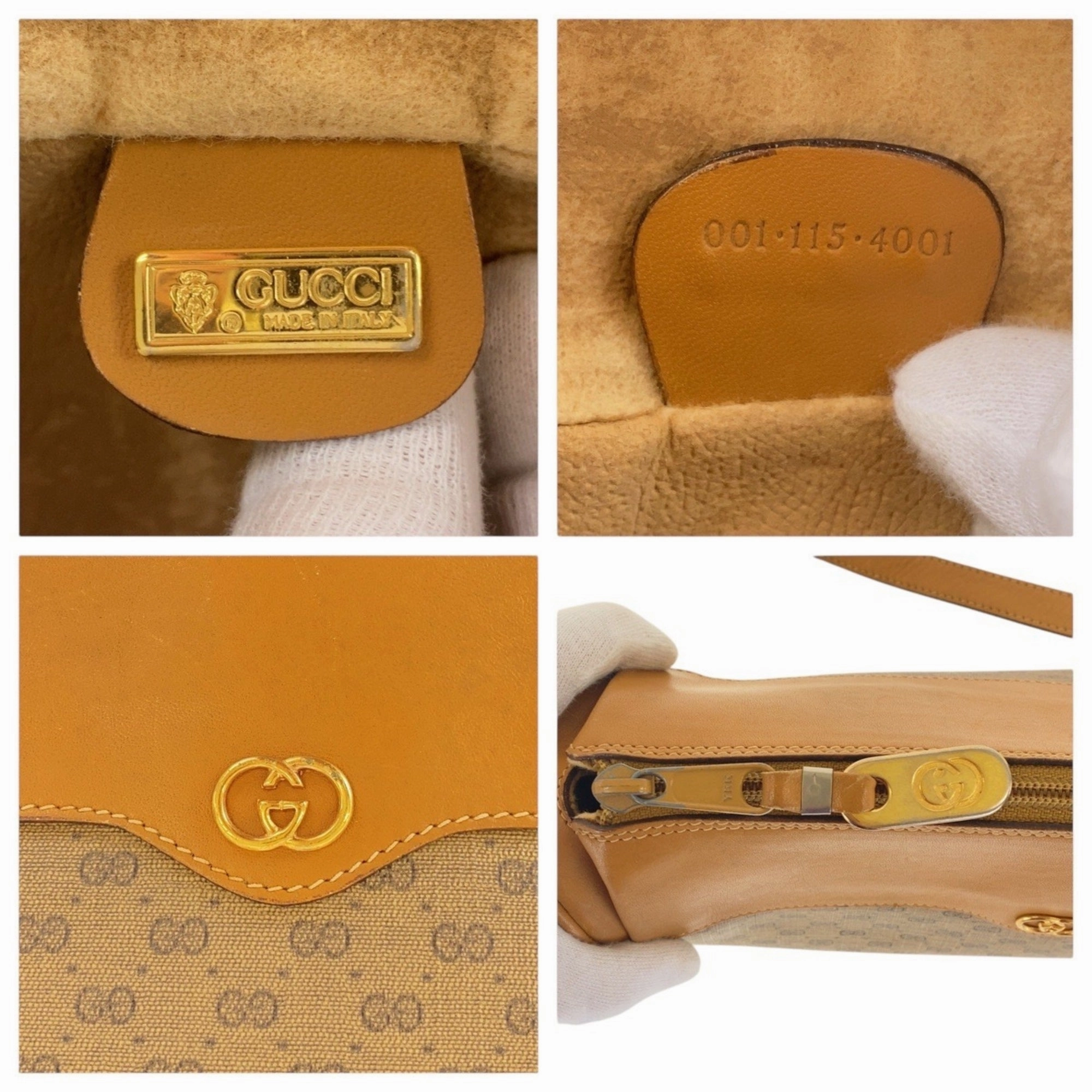 Gucci Brown Gg Supreme Leather Pochette Shoulder Bag ()