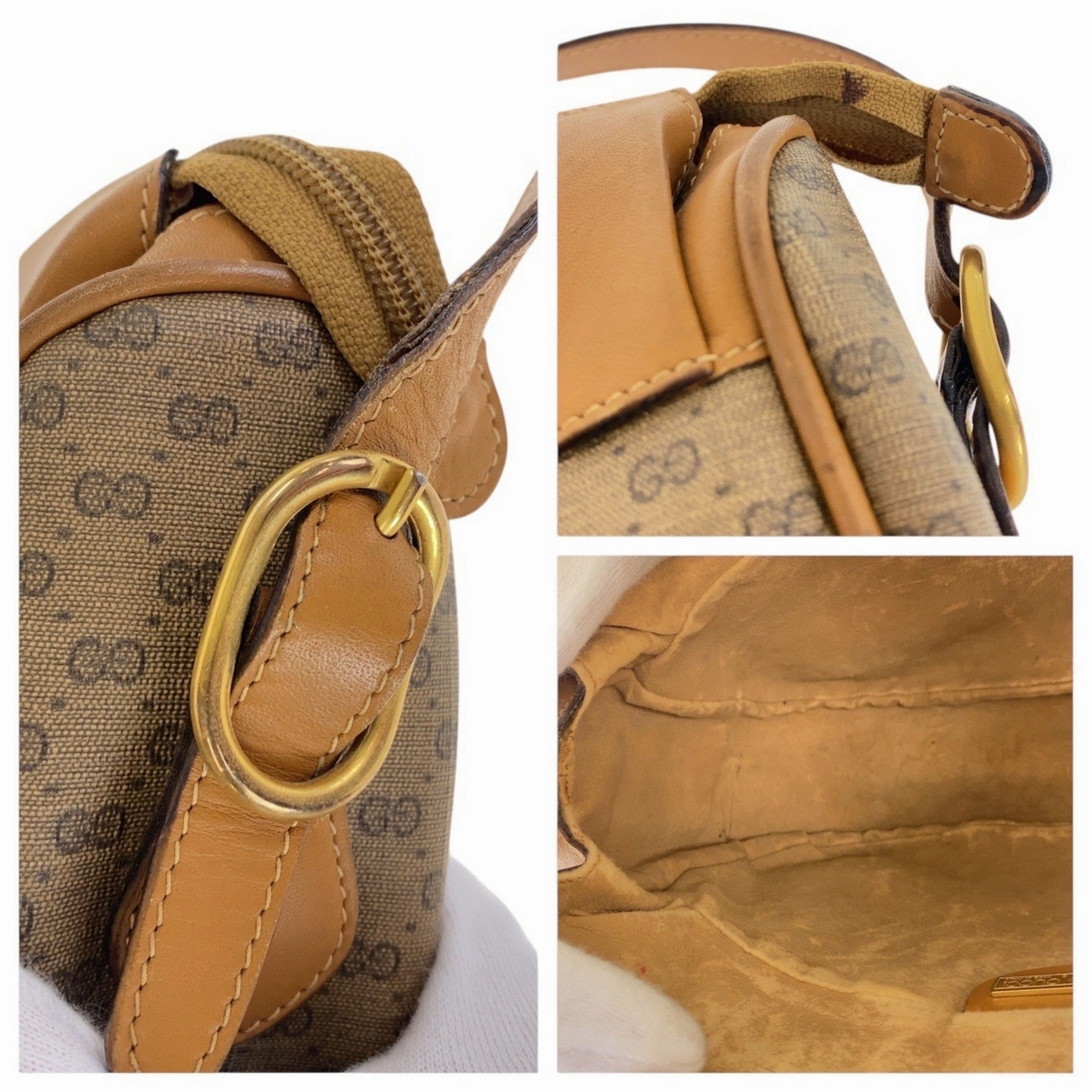Gucci Brown Gg Supreme Leather Pochette Shoulder Bag ()