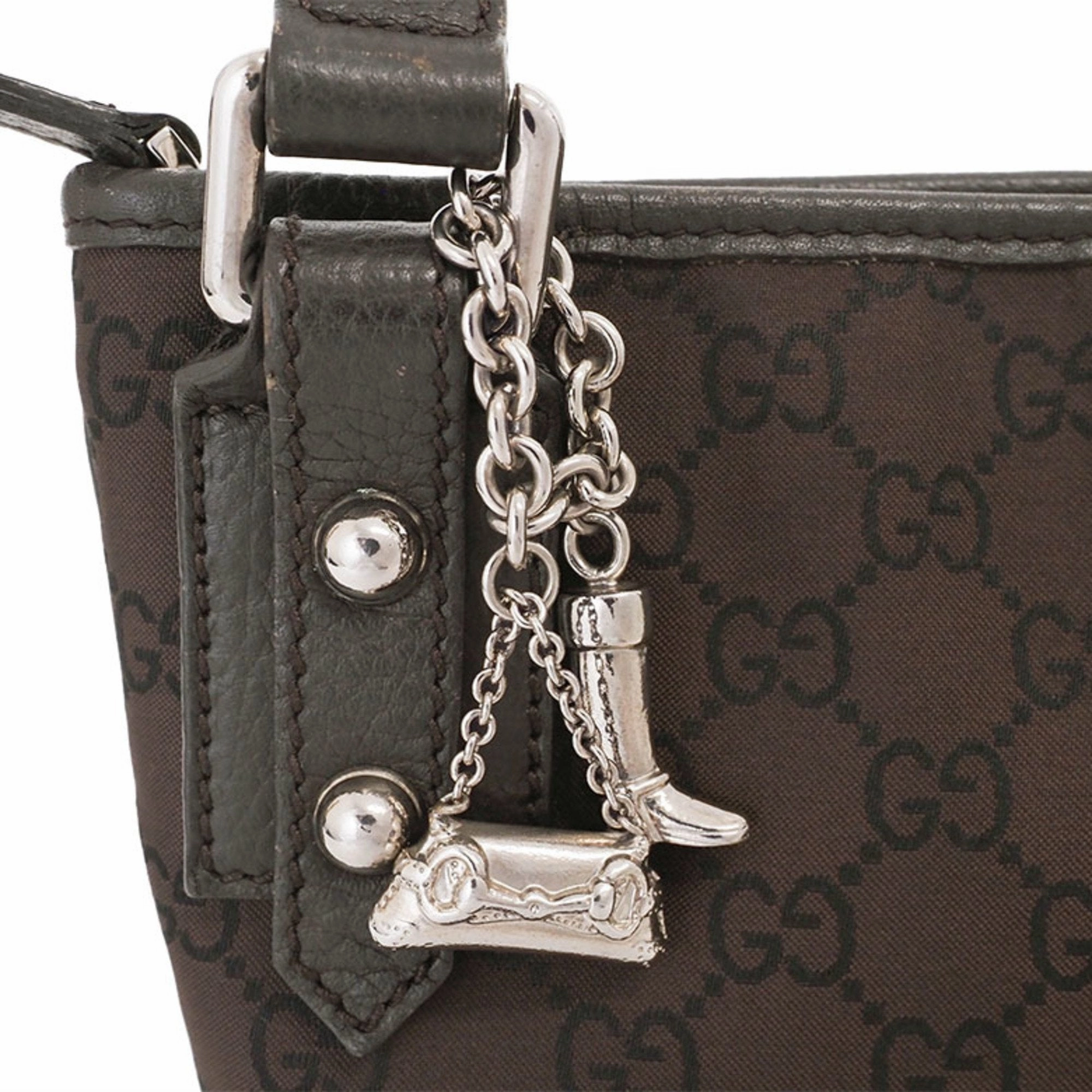 Gucci Brown Nylon Leather Shoulder Bag ()