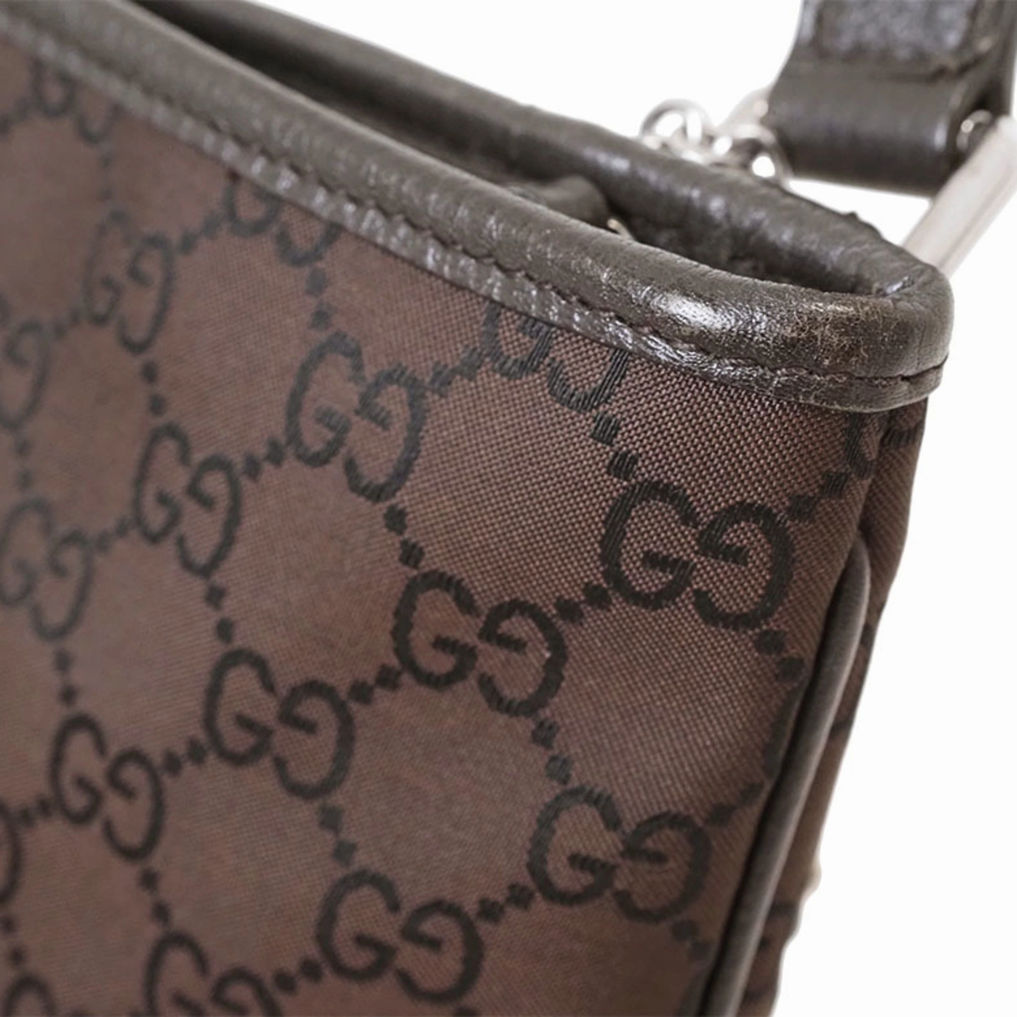 Gucci Brown Nylon Leather Shoulder Bag ()
