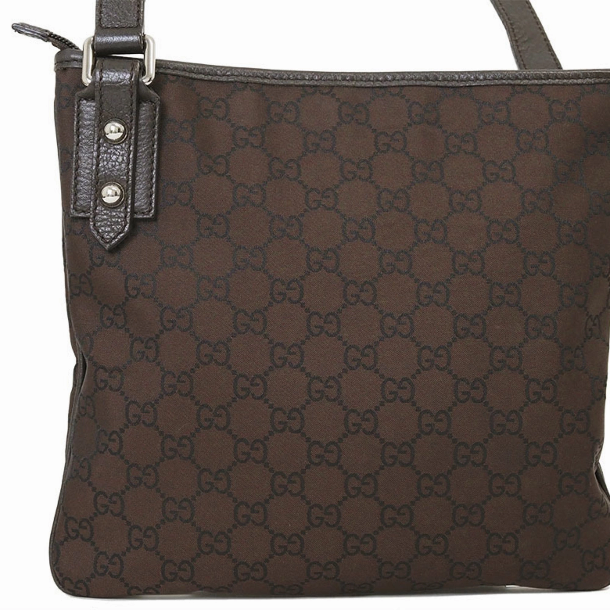 Gucci Brown Nylon Leather Shoulder Bag ()