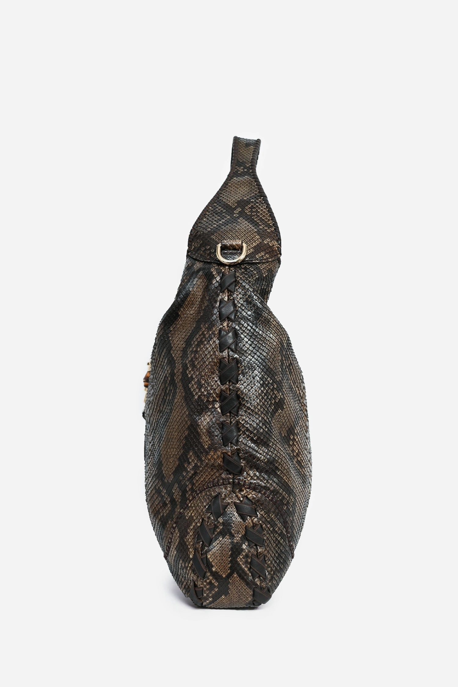 Gucci Brown Python Leather Jacket Hobo Bag