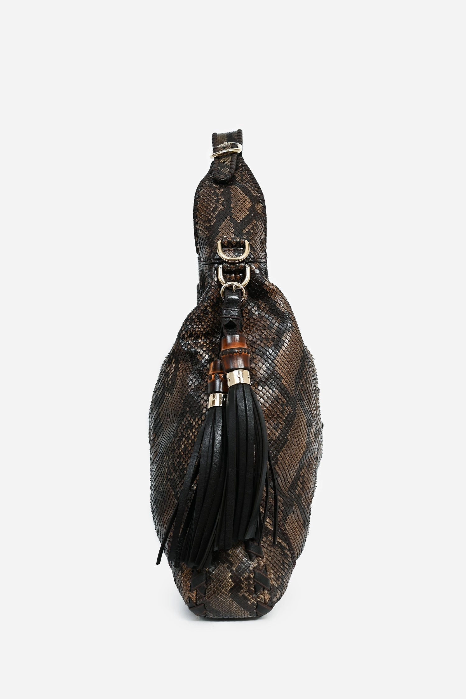 Gucci Brown Python Leather Jacket Hobo Bag