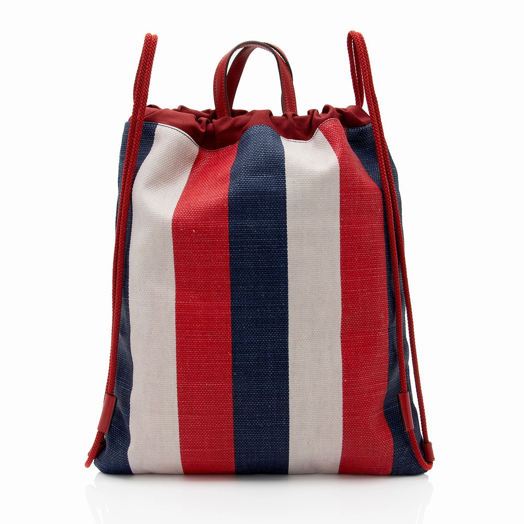 Gucci Canvas Sylvie Stripe Logo Drawstring Backpack (SHF-gz8tRv)