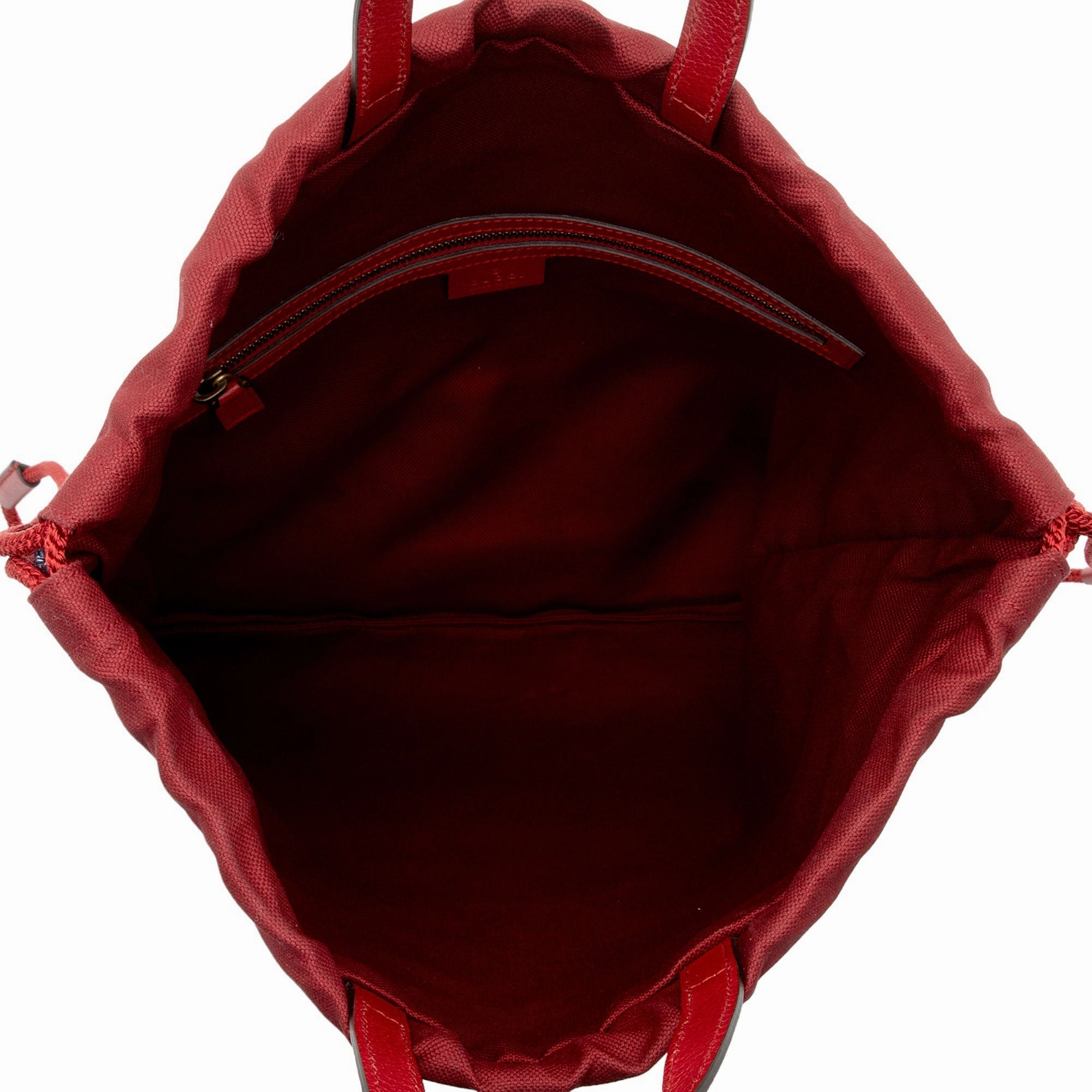 Gucci Canvas Sylvie Stripe Logo Drawstring Backpack (SHF-gz8tRv)