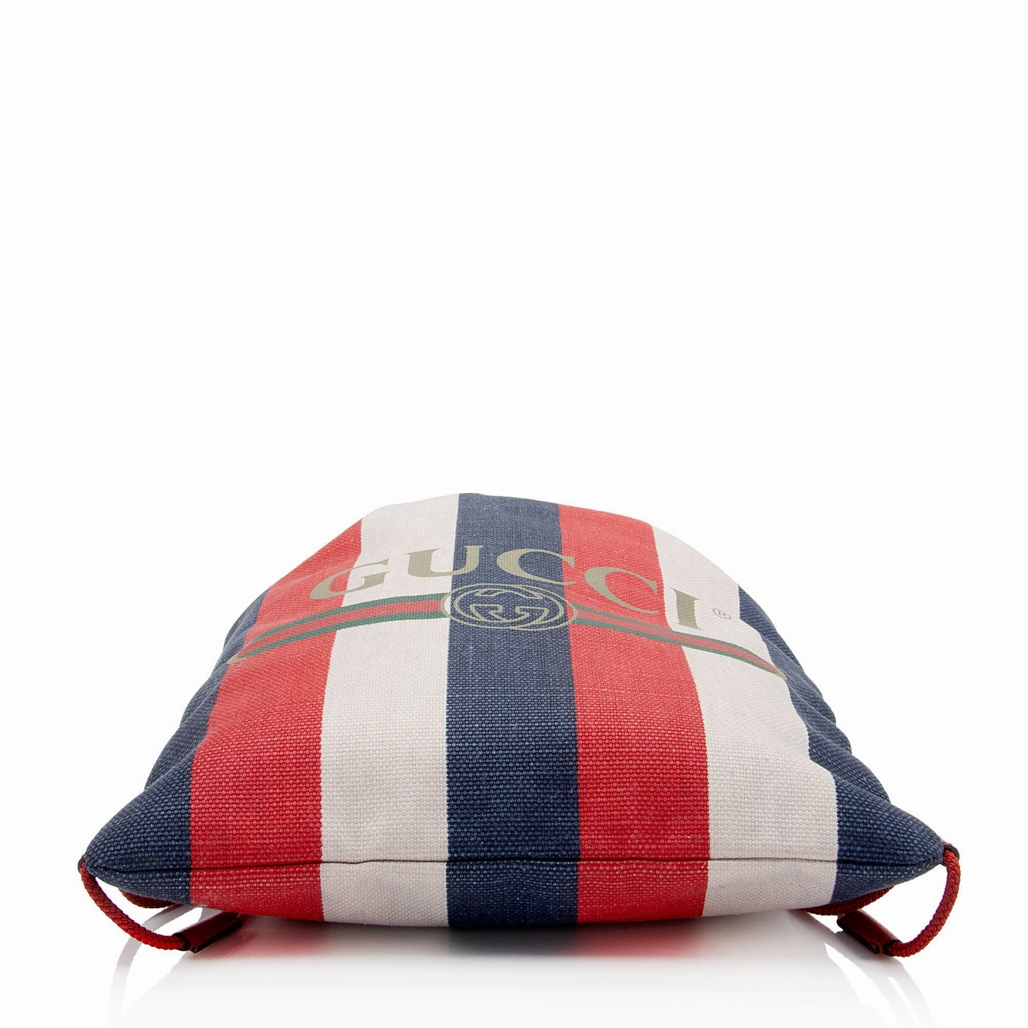 Gucci Canvas Sylvie Stripe Logo Drawstring Backpack (SHF-gz8tRv)