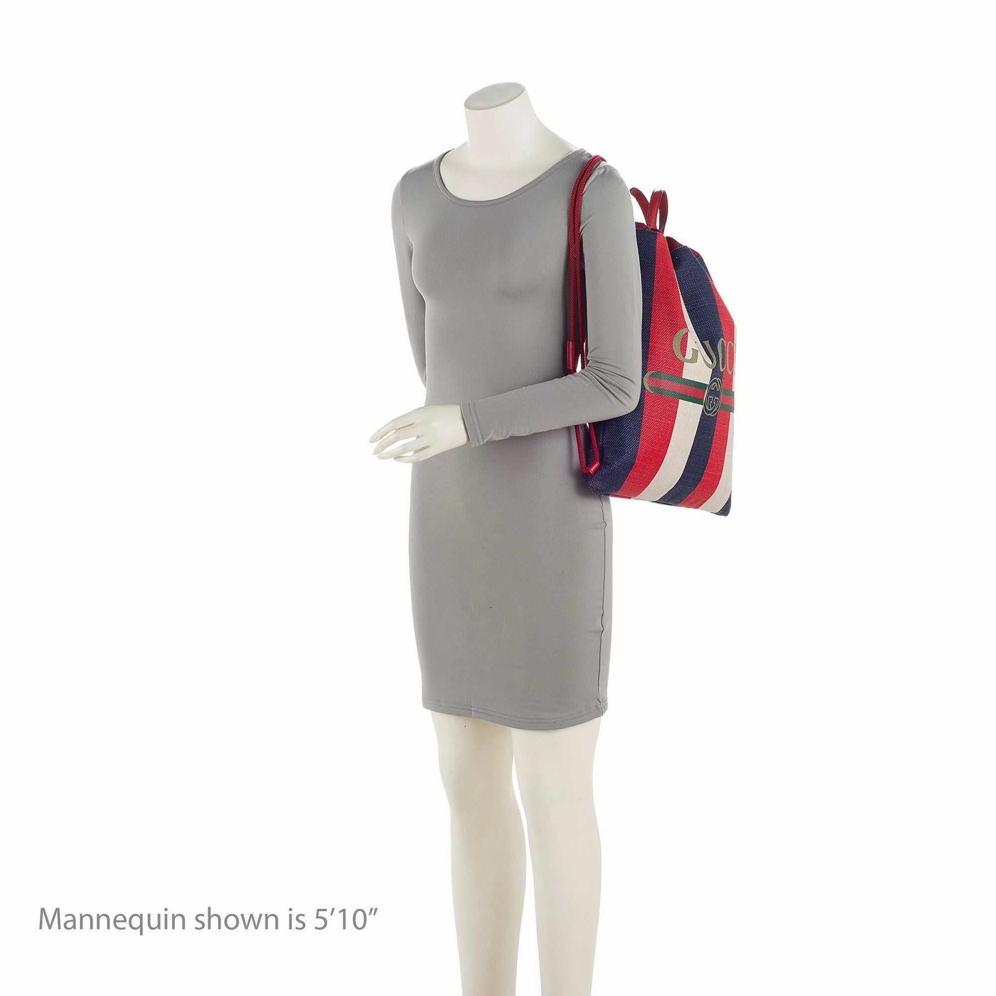Gucci Canvas Sylvie Stripe Logo Drawstring Backpack (SHF-gz8tRv)
