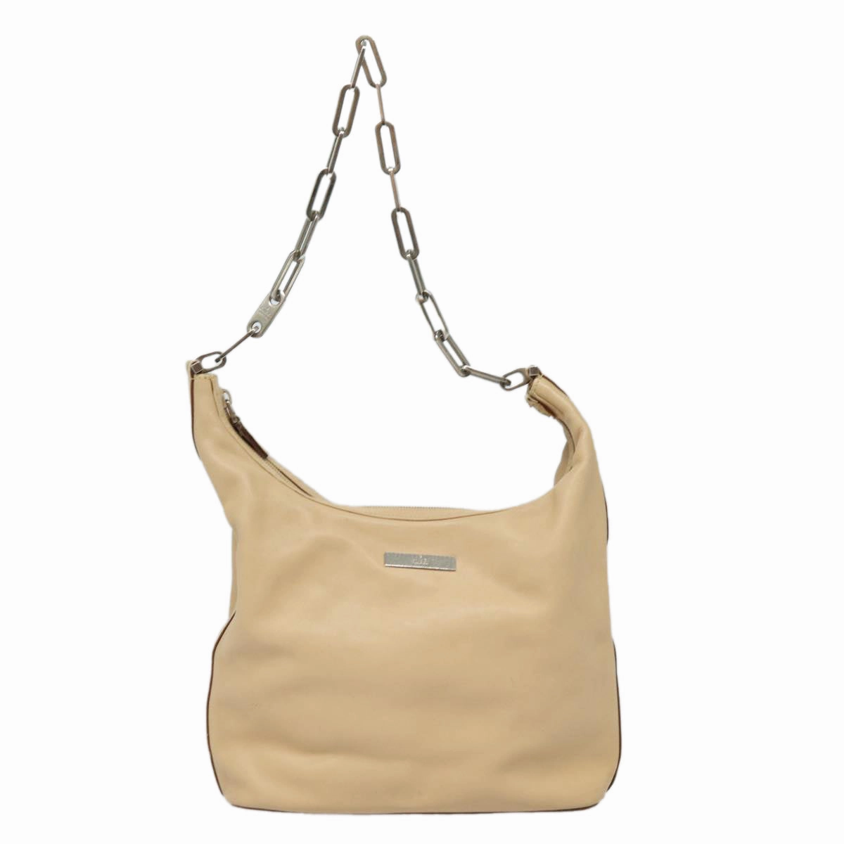 GUCCI Chain Shoulder Bag Leather Beige 001 3874  ac3127