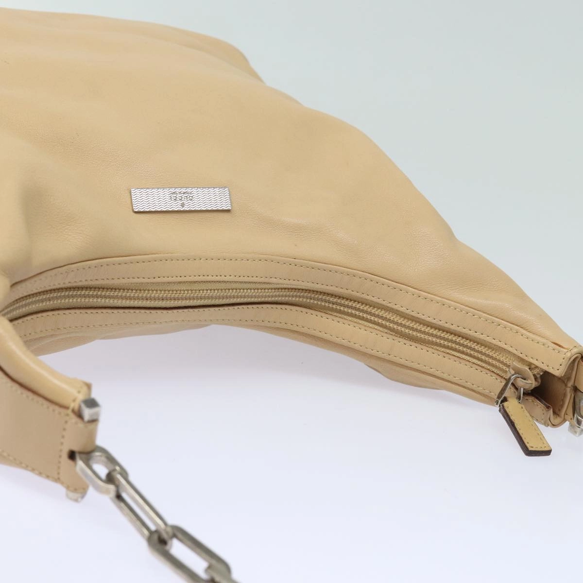 GUCCI Chain Shoulder Bag Leather Beige 001 3874  ac3127