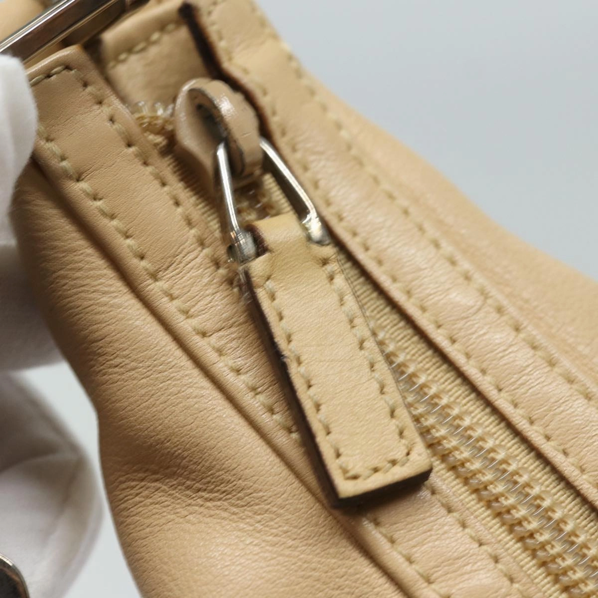 GUCCI Chain Shoulder Bag Leather Beige 001 3874  ac3127