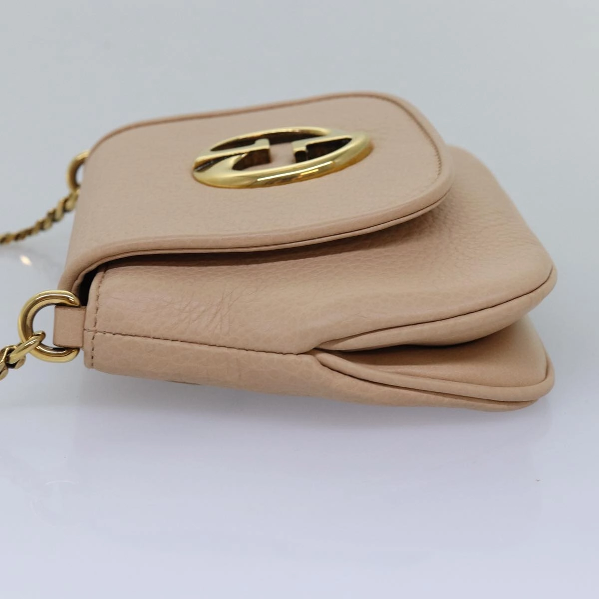 GUCCI Chain Shoulder Bag Leather Beige 251821  am6326