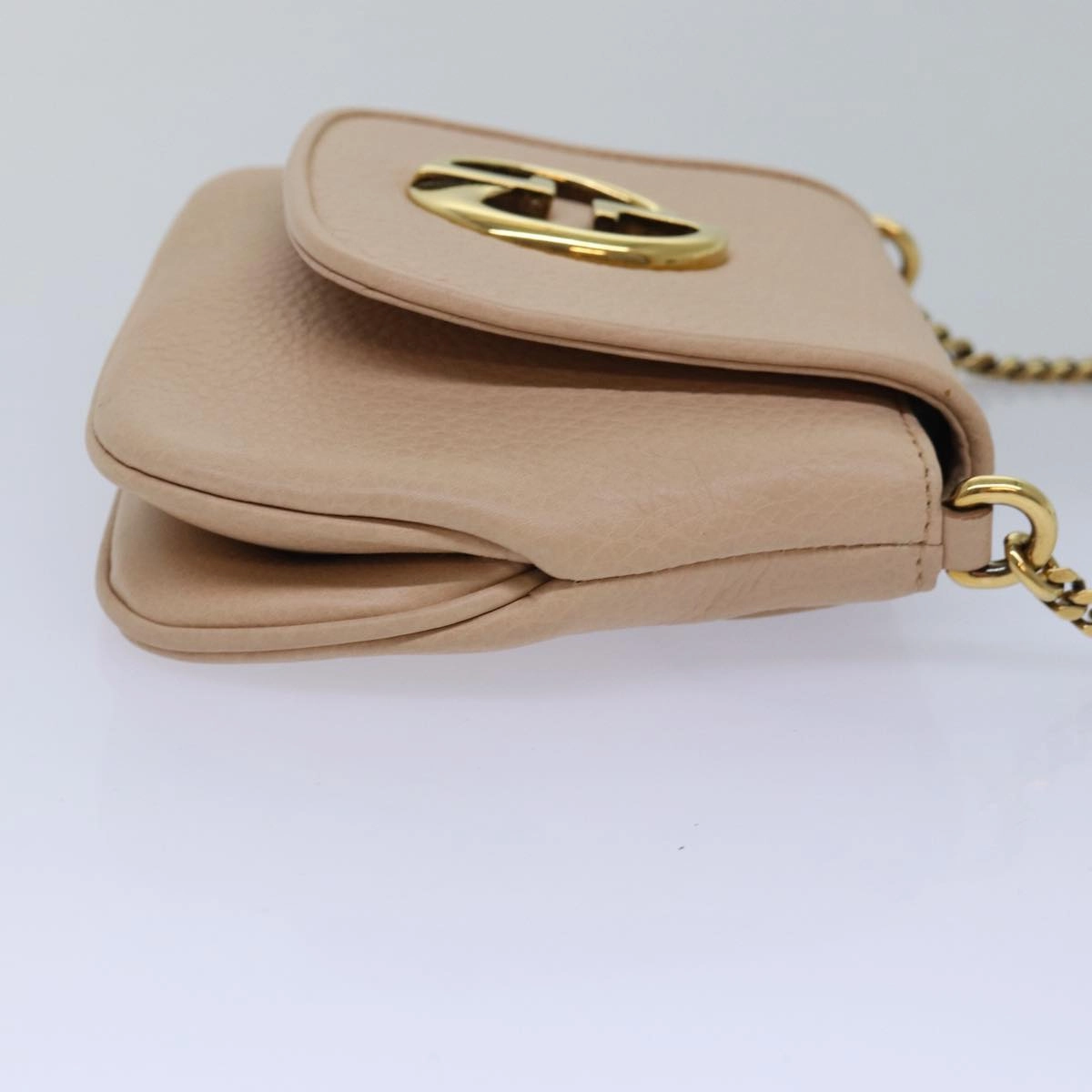 GUCCI Chain Shoulder Bag Leather Beige 251821  am6326
