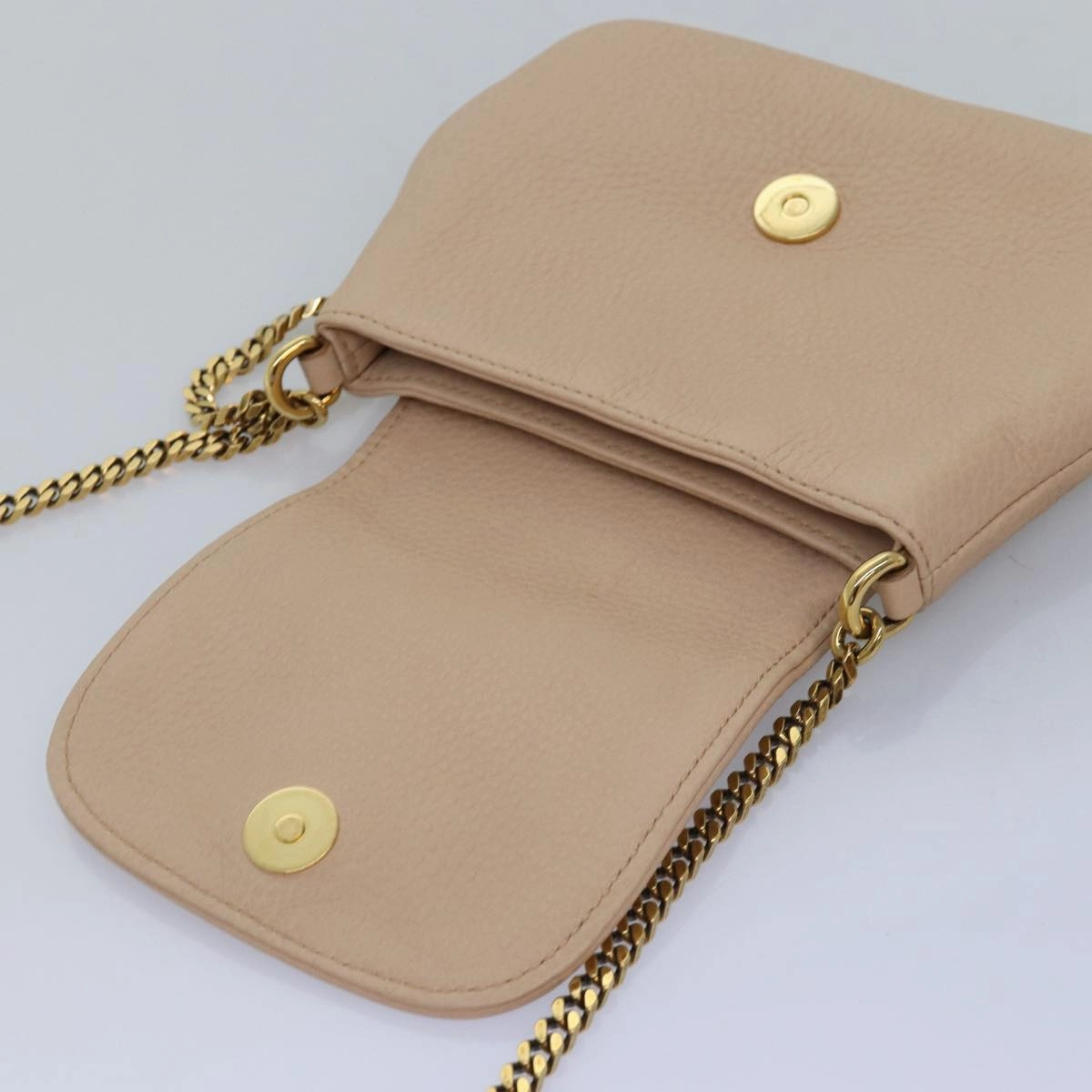 GUCCI Chain Shoulder Bag Leather Beige 251821  am6326